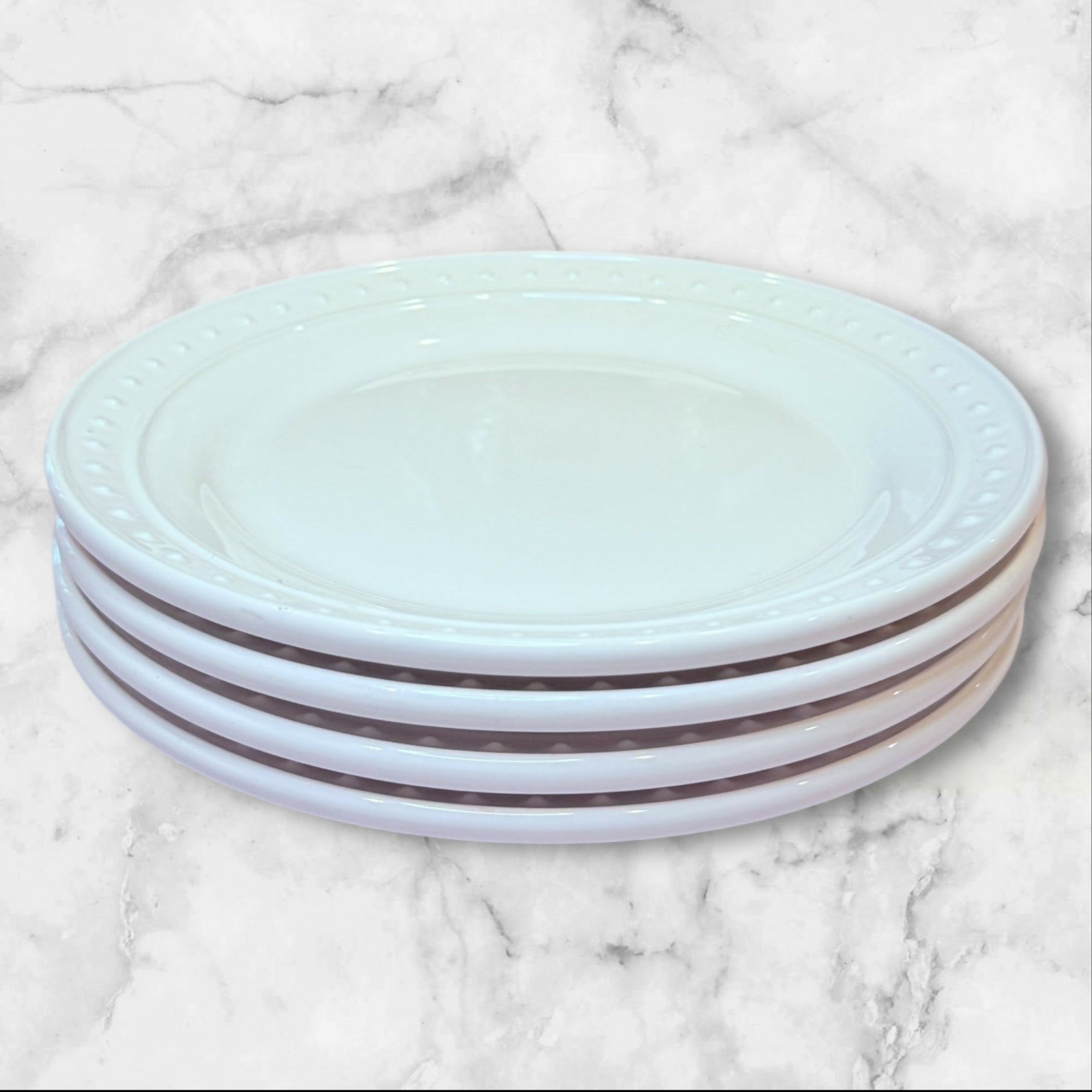 World Market Nantucket White Dinner Plates | Set of 4 | Great Condition