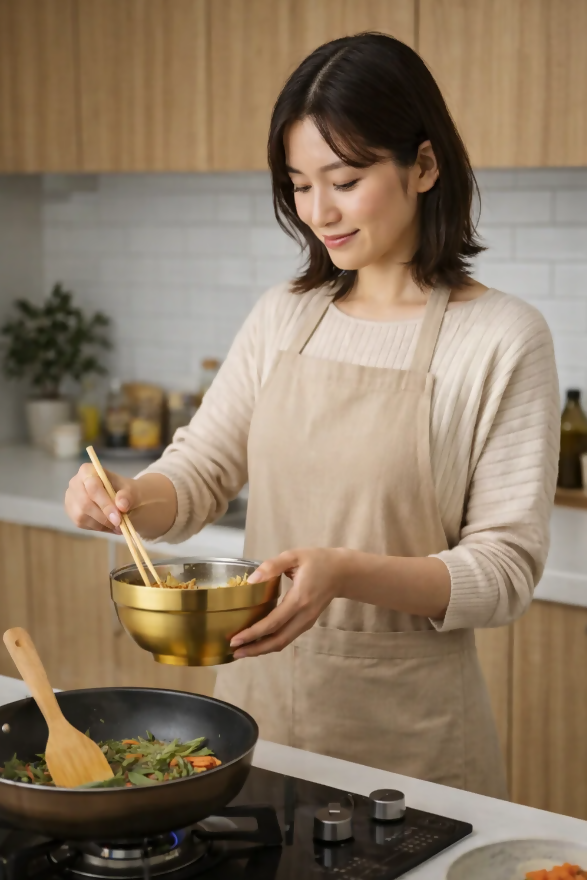 Anygleam Gold Rice Bowls – 2Pcs Big Stainless Steel, Single-Layer Anti-Scalding Cooking Utensils