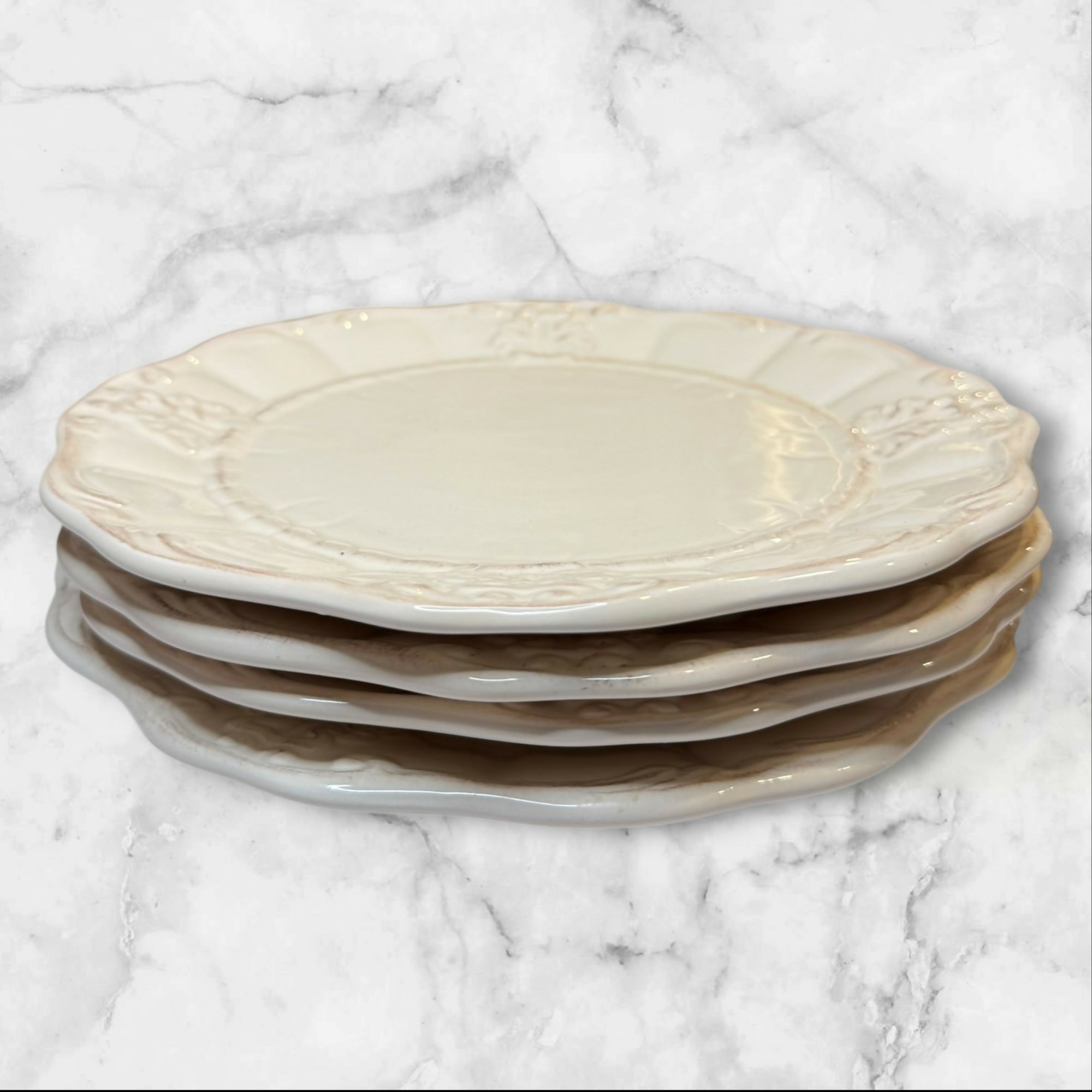 Better Homes Ivory Embossed Dinner Plates | Set of 4 | Excellent Condition