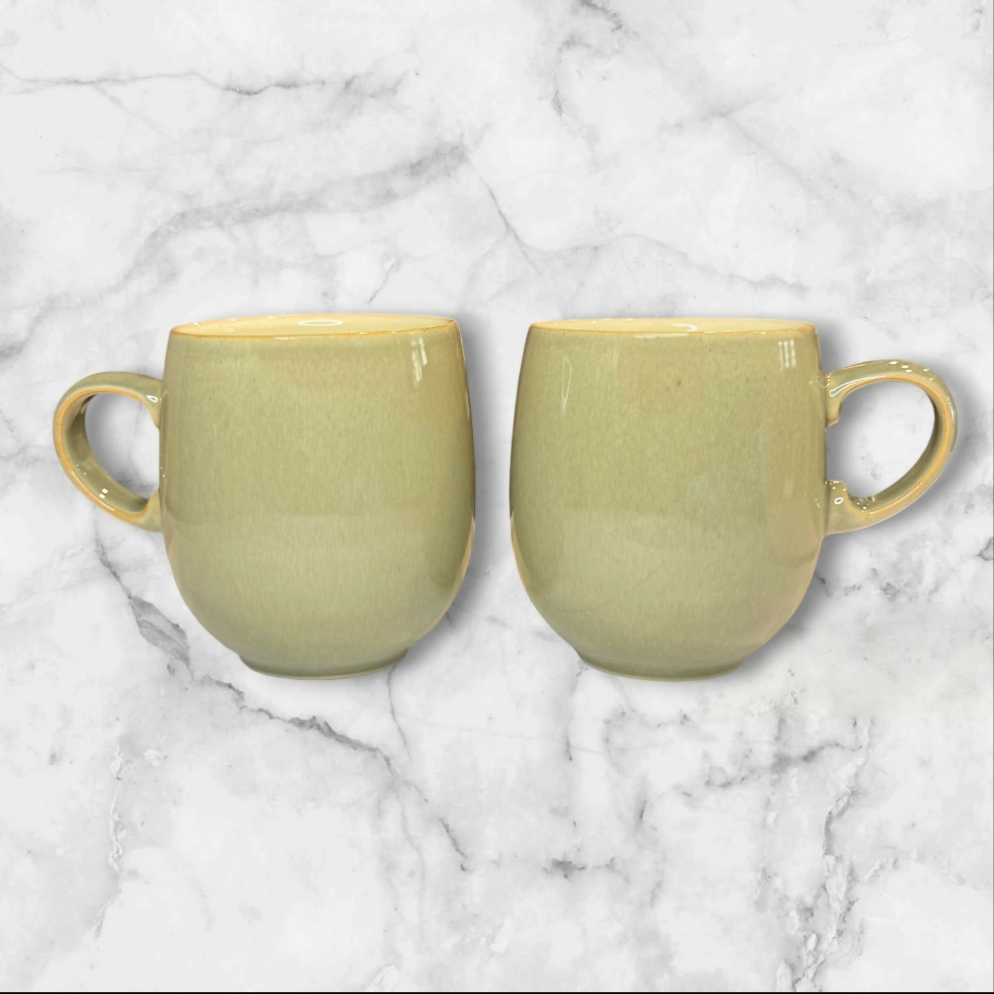 Denby Fire Green Stoneware Mugs | Set of 2 | Excellent Condition