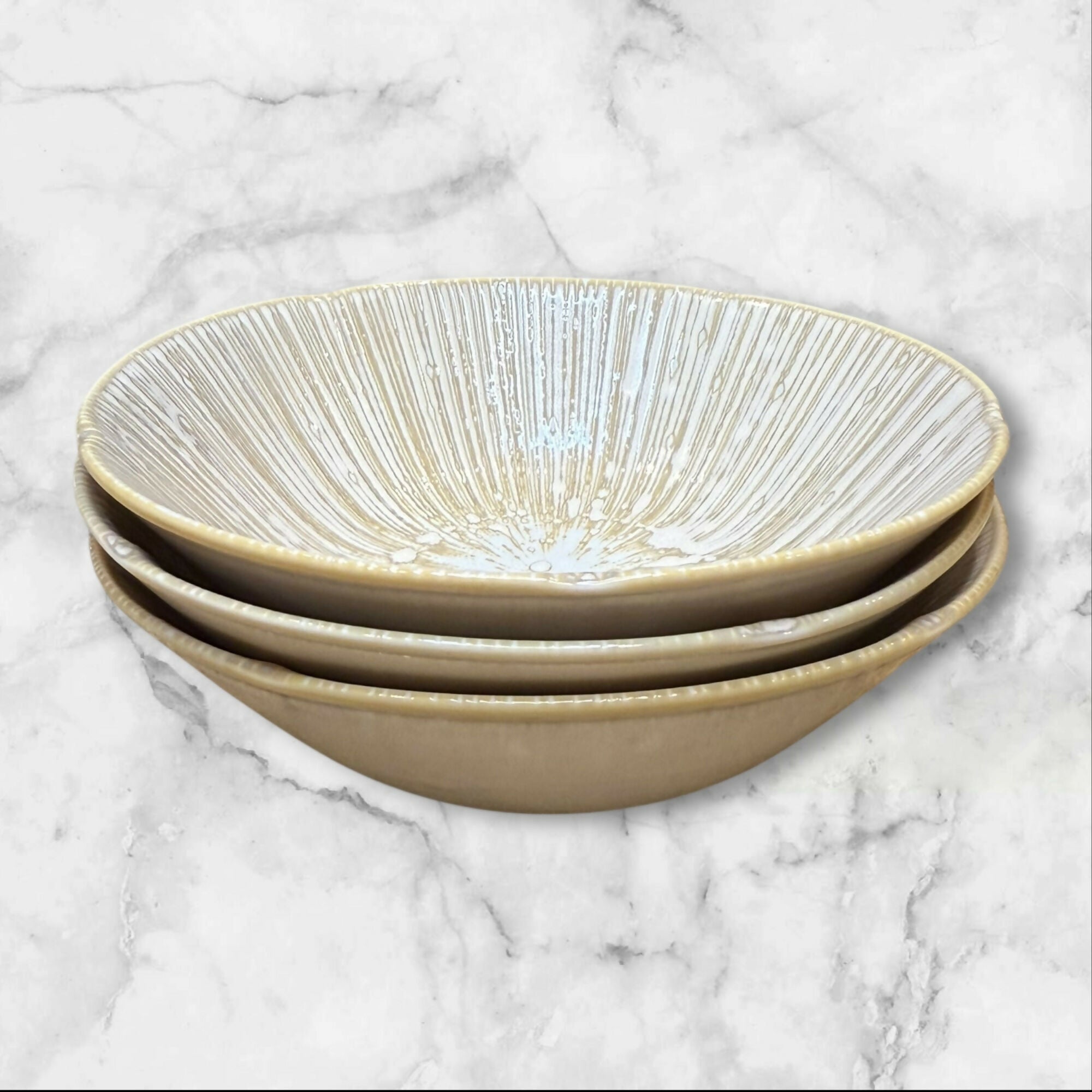 Anthropologie Joyce Bowls | Set of 3 | Wax-Resist Glaze | Excellent Condition