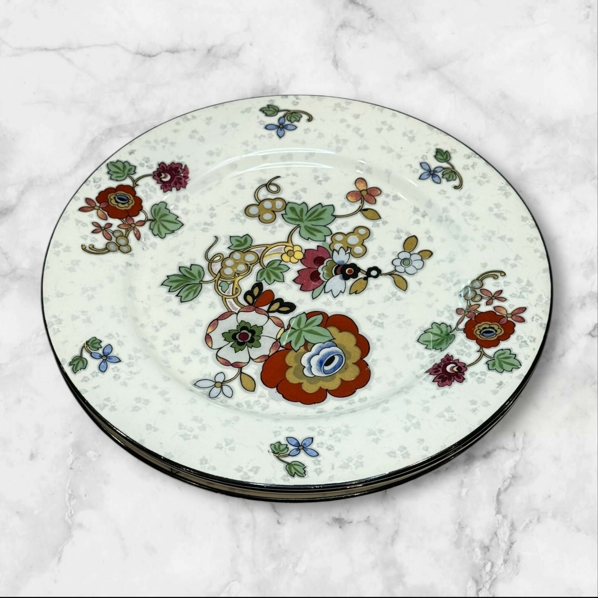 Ducal Crown China Floral Dinner Plates | Set of 3 | Good Condition