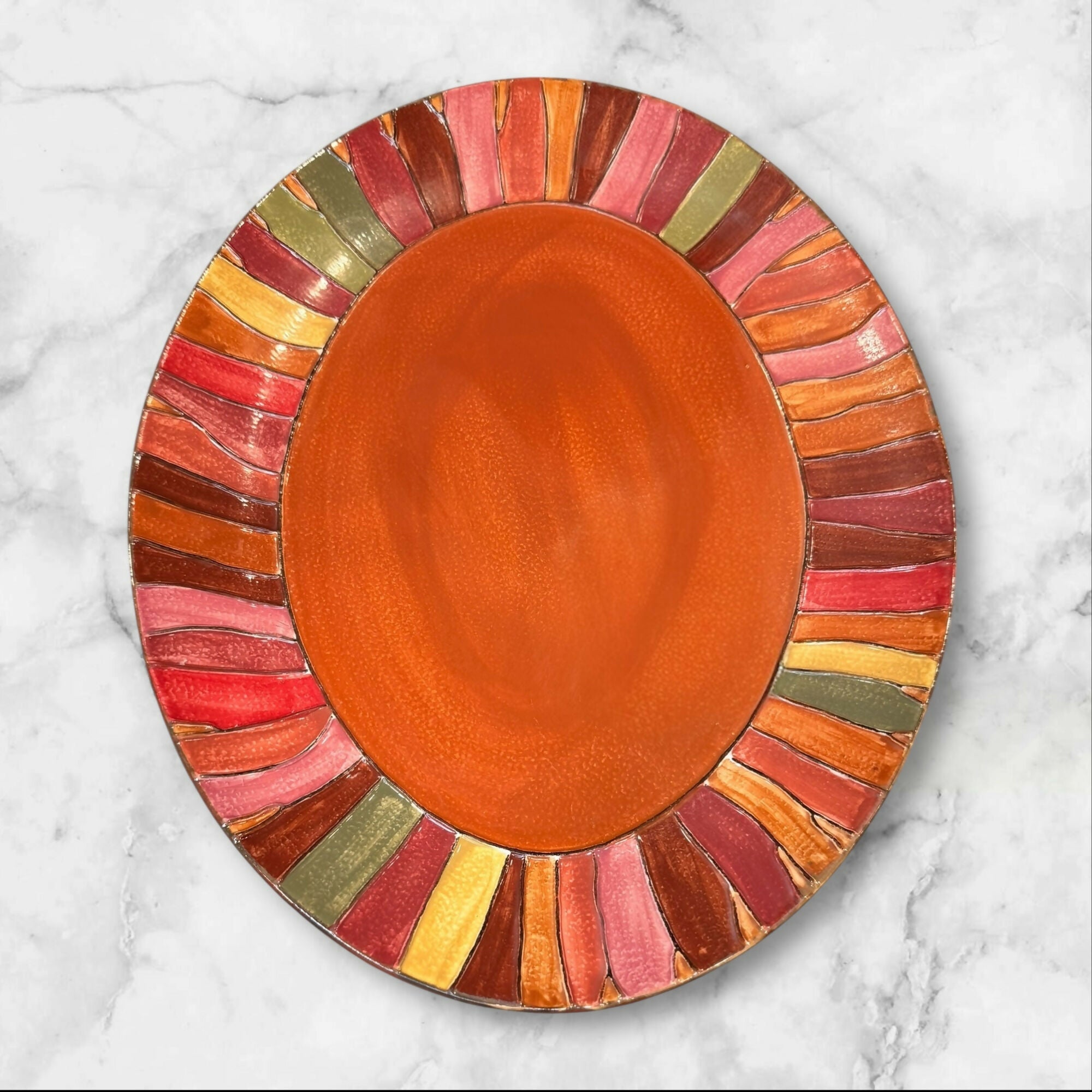 Pier 1 Wavy Stripe Oval Serving Platter | 16” x 13” | Excellent Condition