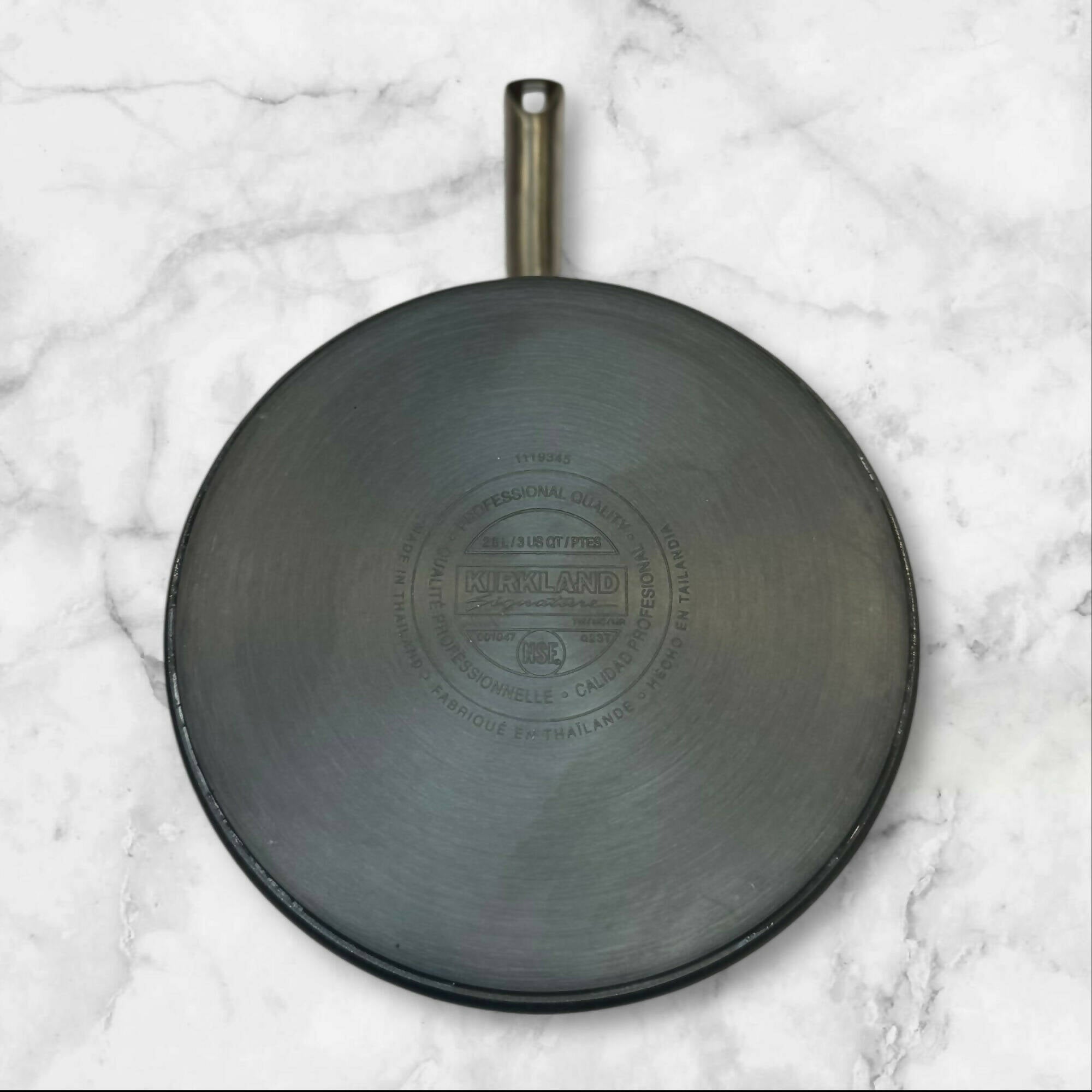 Kirkland Signature Hard-Anodized Saucepan w/ Strainer Lid | 3 Qt | Great Cond