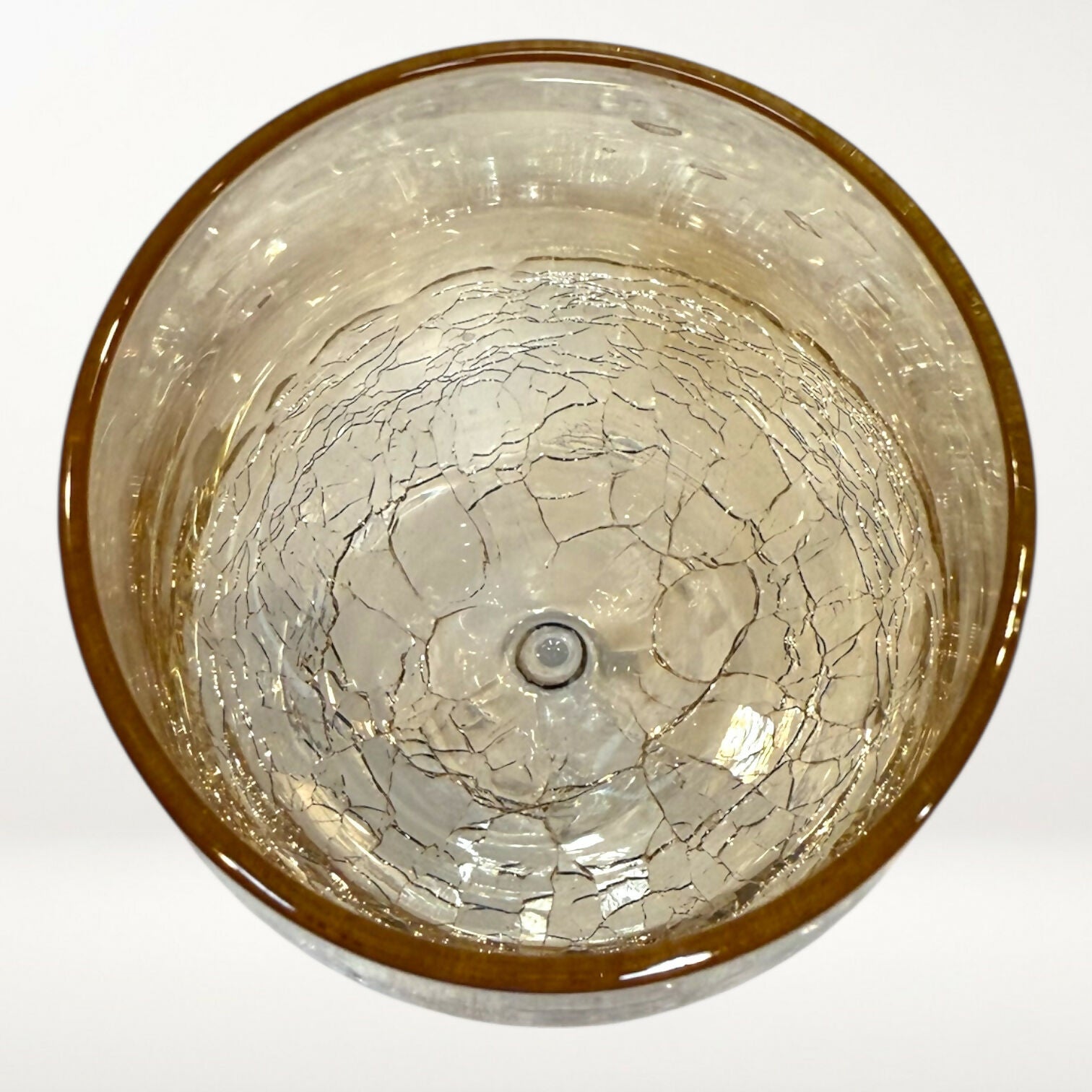 Pier 1 Amber Crackle Golden Luster White Wine Glasses | Set of 2 | Excellent