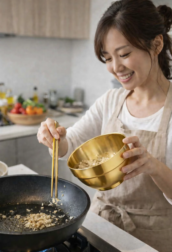 Anygleam Gold Rice Bowls – 2Pcs Small Stainless Steel, Single-Layer Anti-Scalding Cooking Utensils