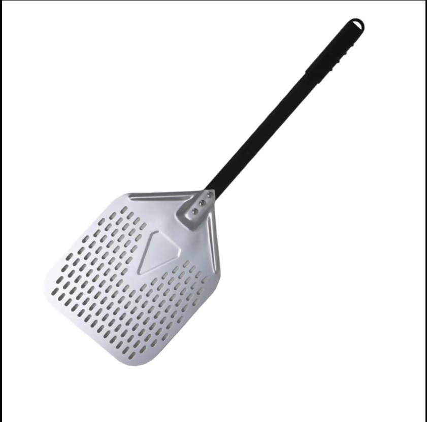 Anygleam Pizza Shovel 25cm X 81cm Silver for Perforated Peel with Metal Handle Oven Turning Baking Accessory