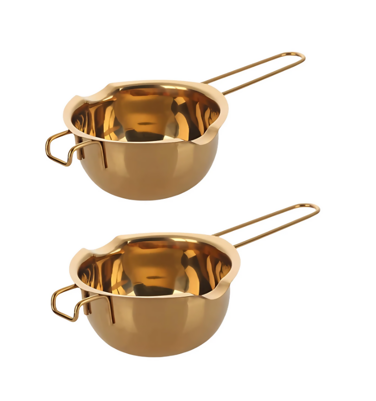 Anygleam Melting Pot 2Pcs Gold Chocolate Melt Cookware Kitchen Heating Container Milk Bowl Baking Tool Kitchenware