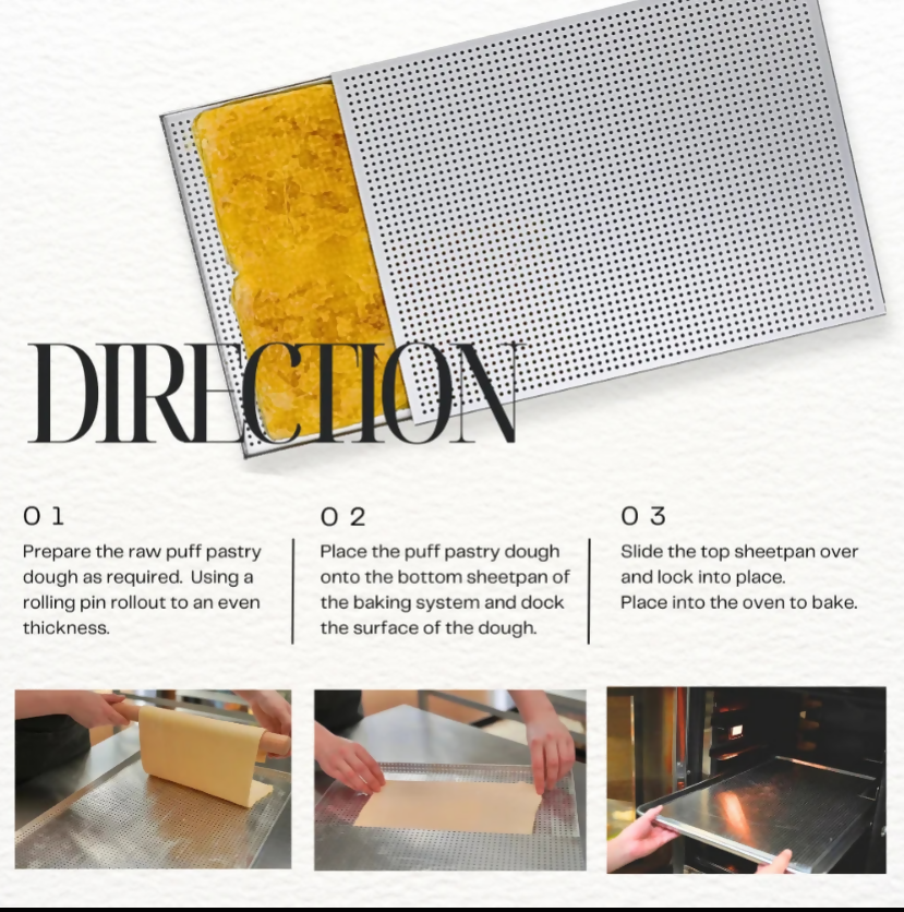 ANYGLEAM Baking Tray With 2Pc Silicone Mat Silver Rectangular Perforated Pastry Sheet Pan With Hole