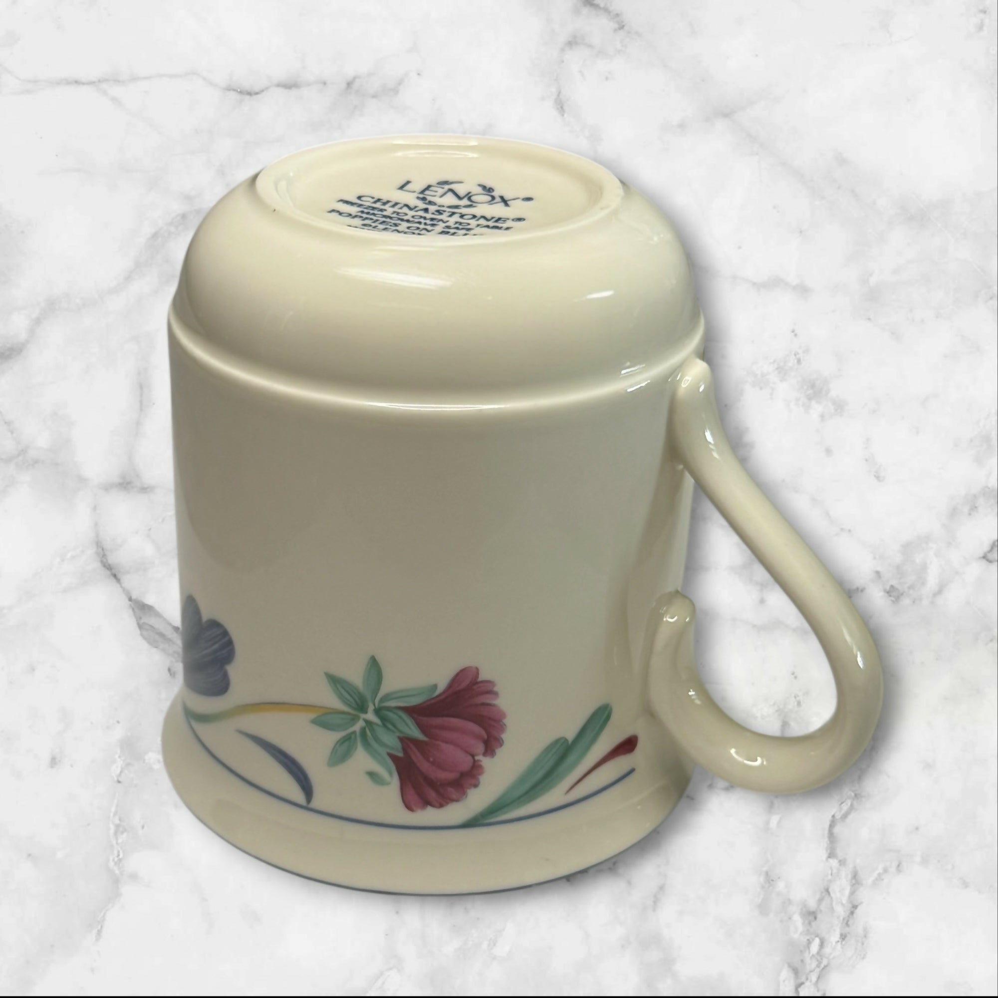 Lenox Poppies On Blue Ceramic Mugs | Set of 2 | Excellent Condition