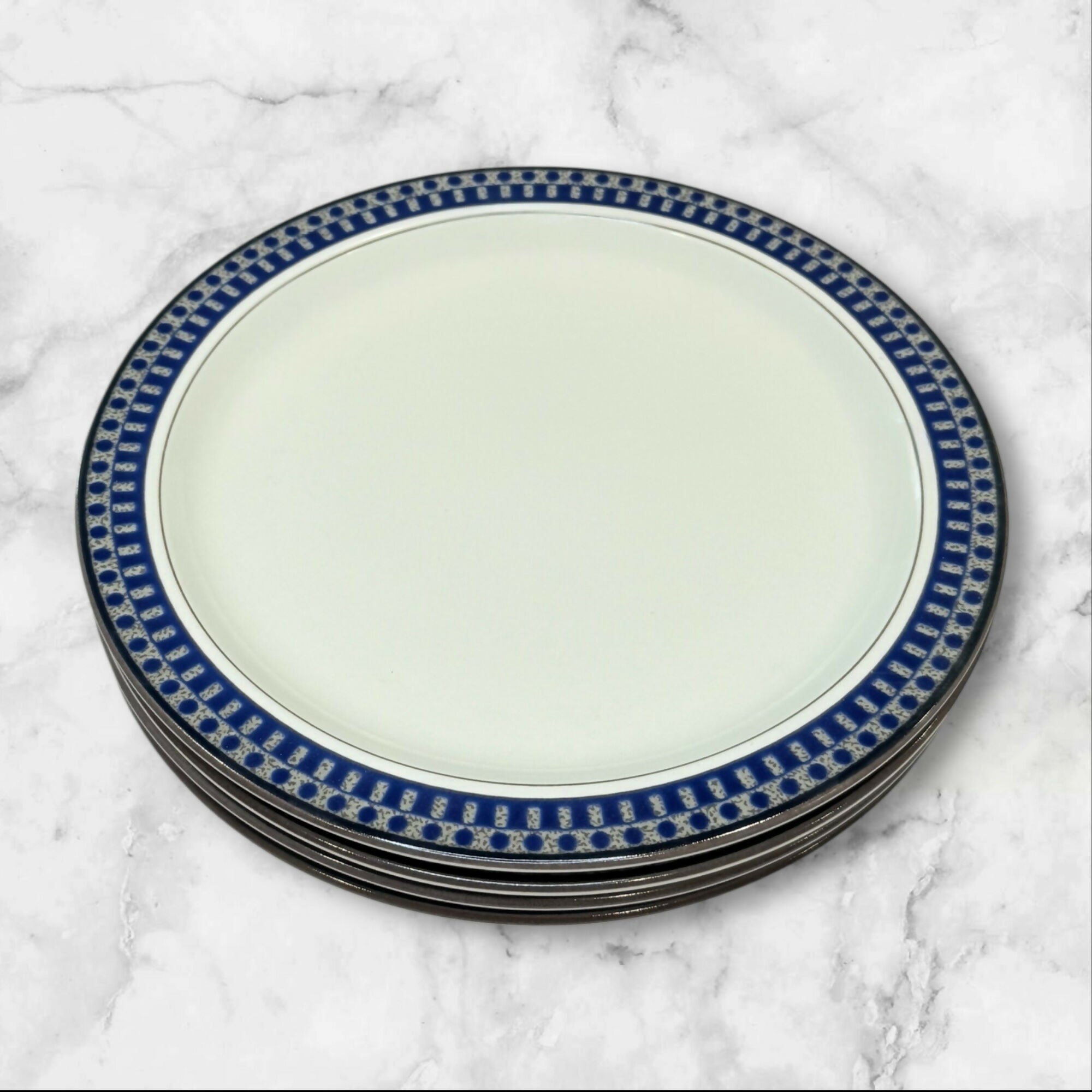 Mikasa Aztec Blue Salad Plates | Set of 4 | Discontinued | Excellent