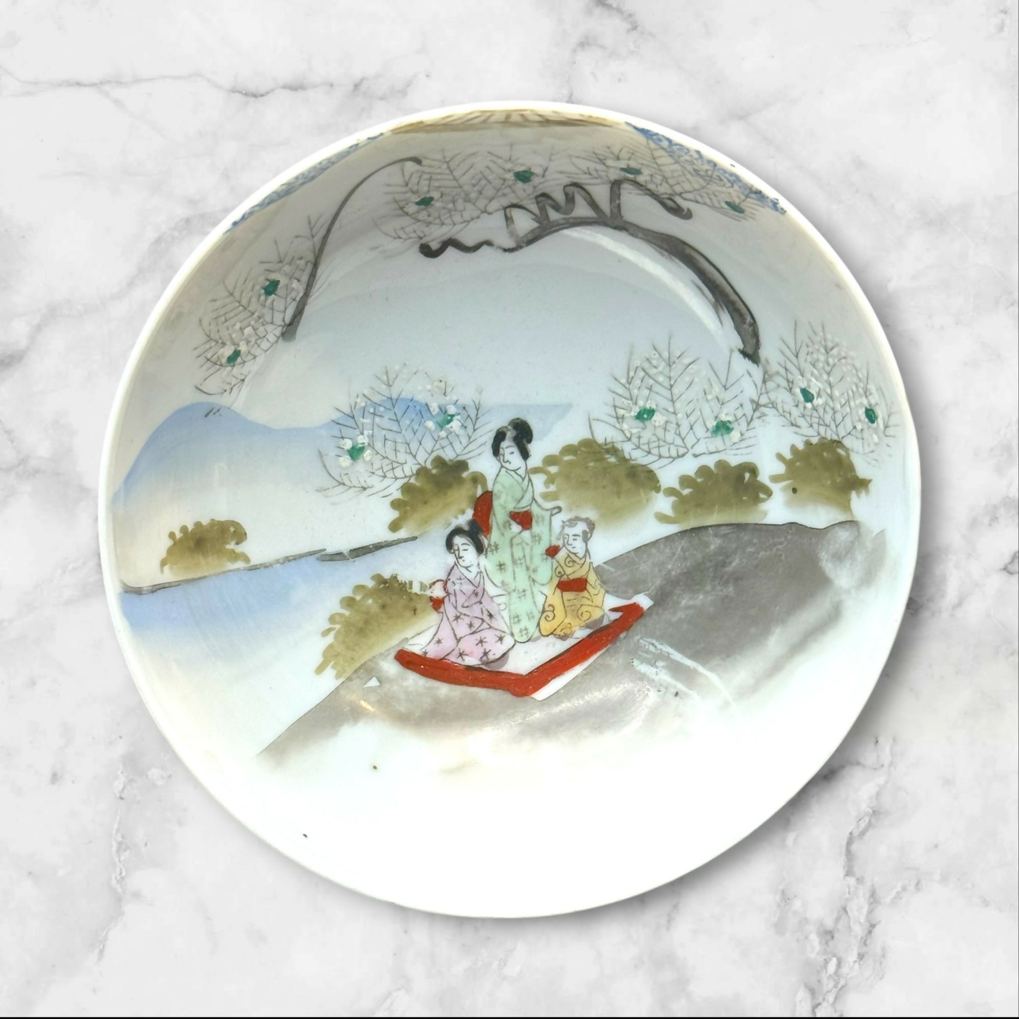 Vintage Japanese Porcelain Rice Bowl | Hand Painted | Gold Trim | Japan