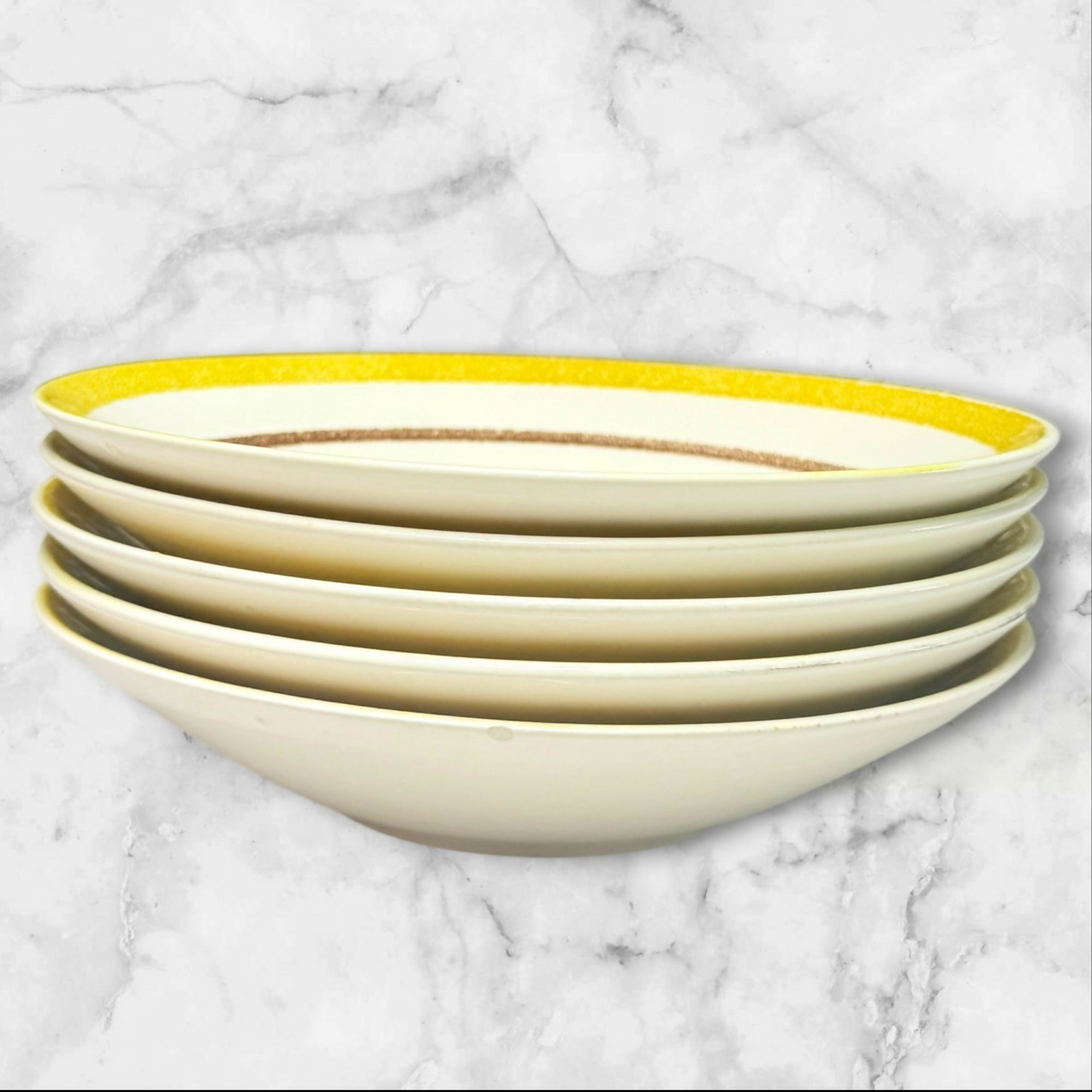 Taylor Smith & Taylor Yellow Star Ironstone Bowls | Set of 5 | Vintage Rare