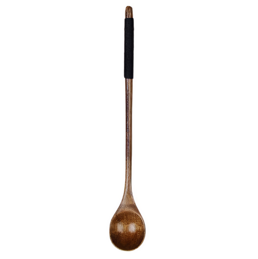 Anygleam Natural Brown 6pcs Wooden Tea Long Spoon Kitchen Tableware