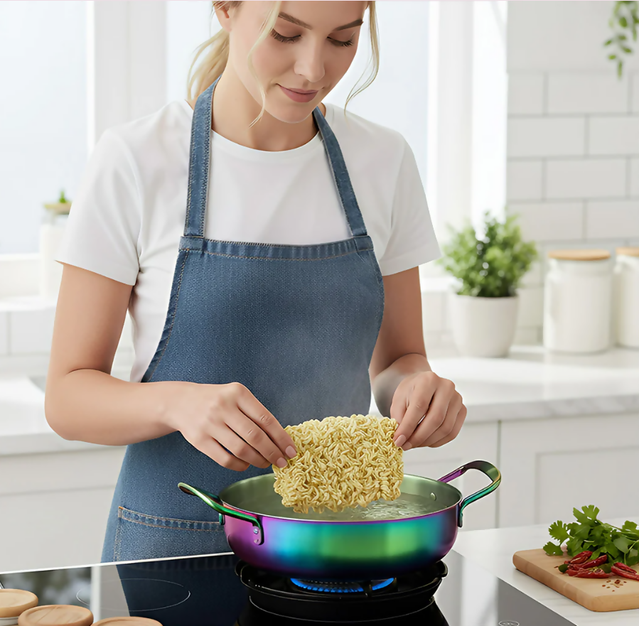 Anygleam Stock Pot Rainbow no.0-S Stainless Steel Hot Pot Without Lid Single-Layer Cooking Soup Noodle Sea Food Home Kitchen Restaurant Tools