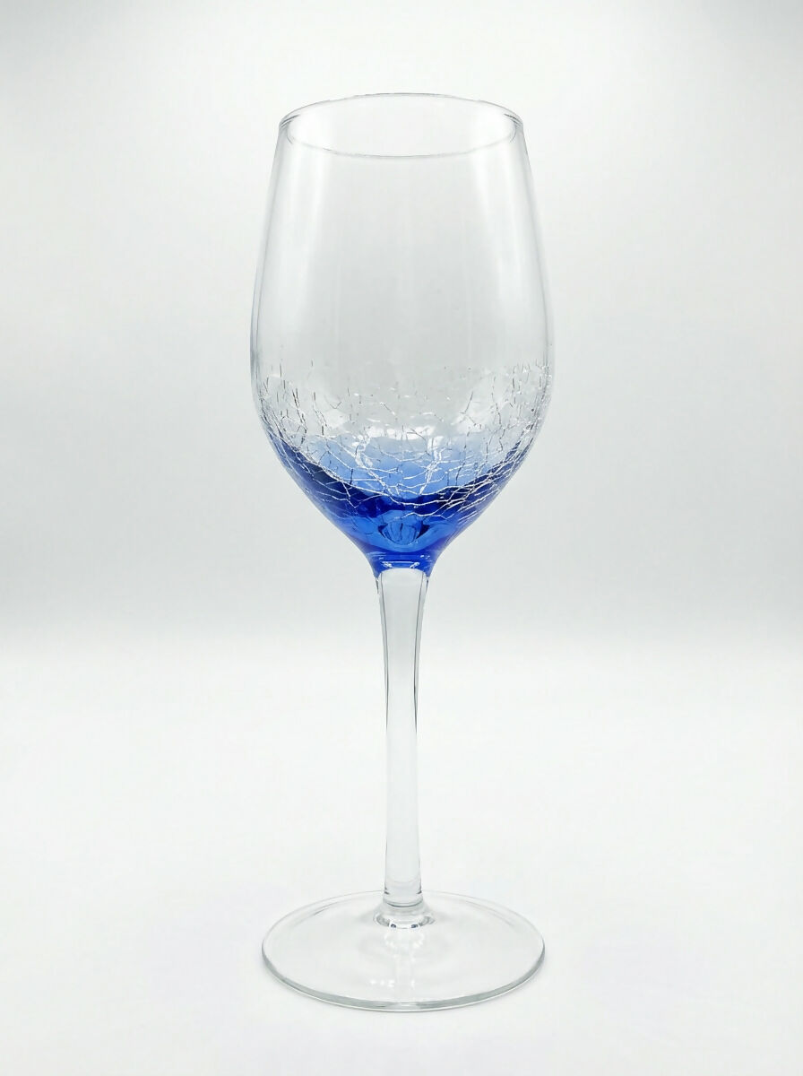 Pier 1 Crackle Blue White Wine Glasses | Set of 2 | Excellent Condition