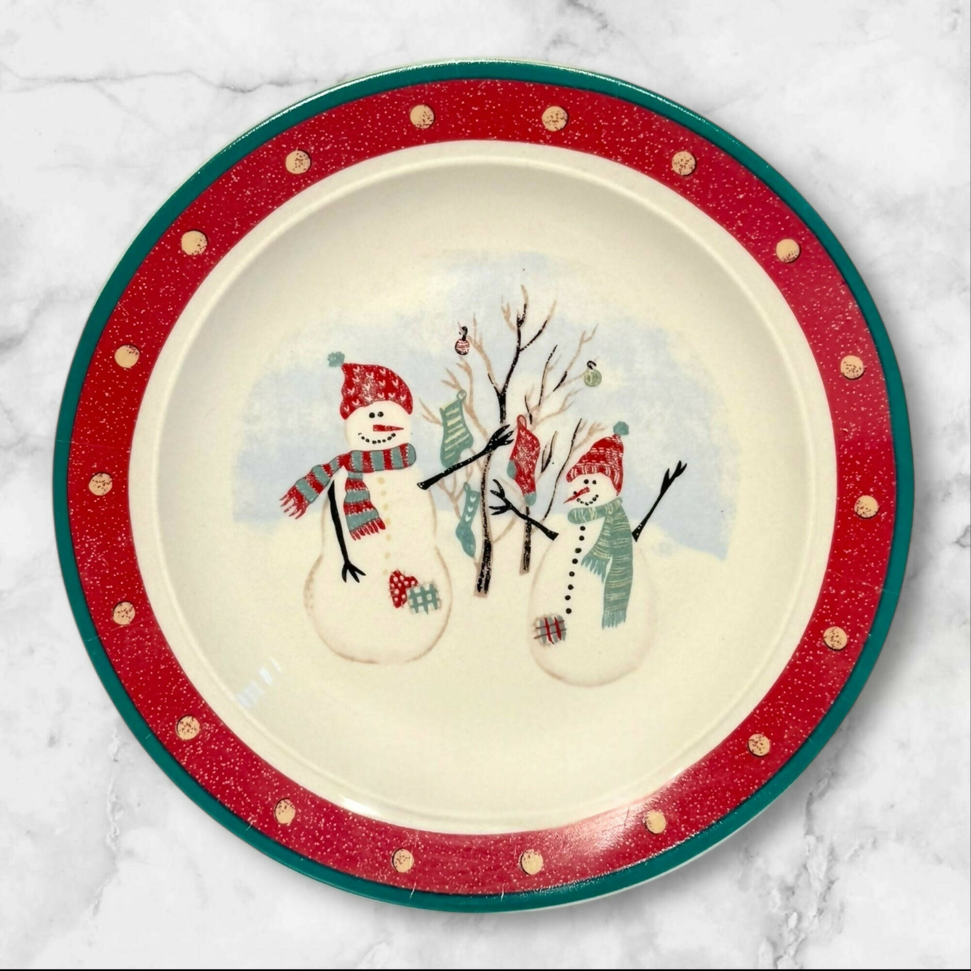 Royal Seasons Snowman Salad Plates | Set of 6 | Holiday Stoneware | Great Condition