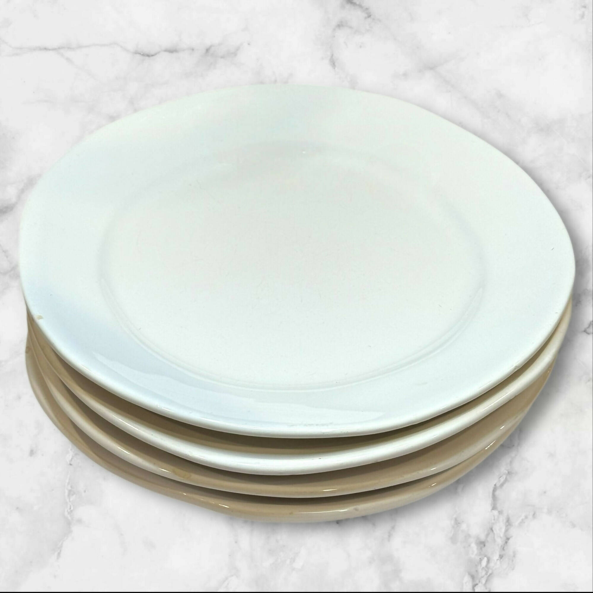 Crate & Barrel Italian White Dinner Plates | Set of 4 | Good Condition