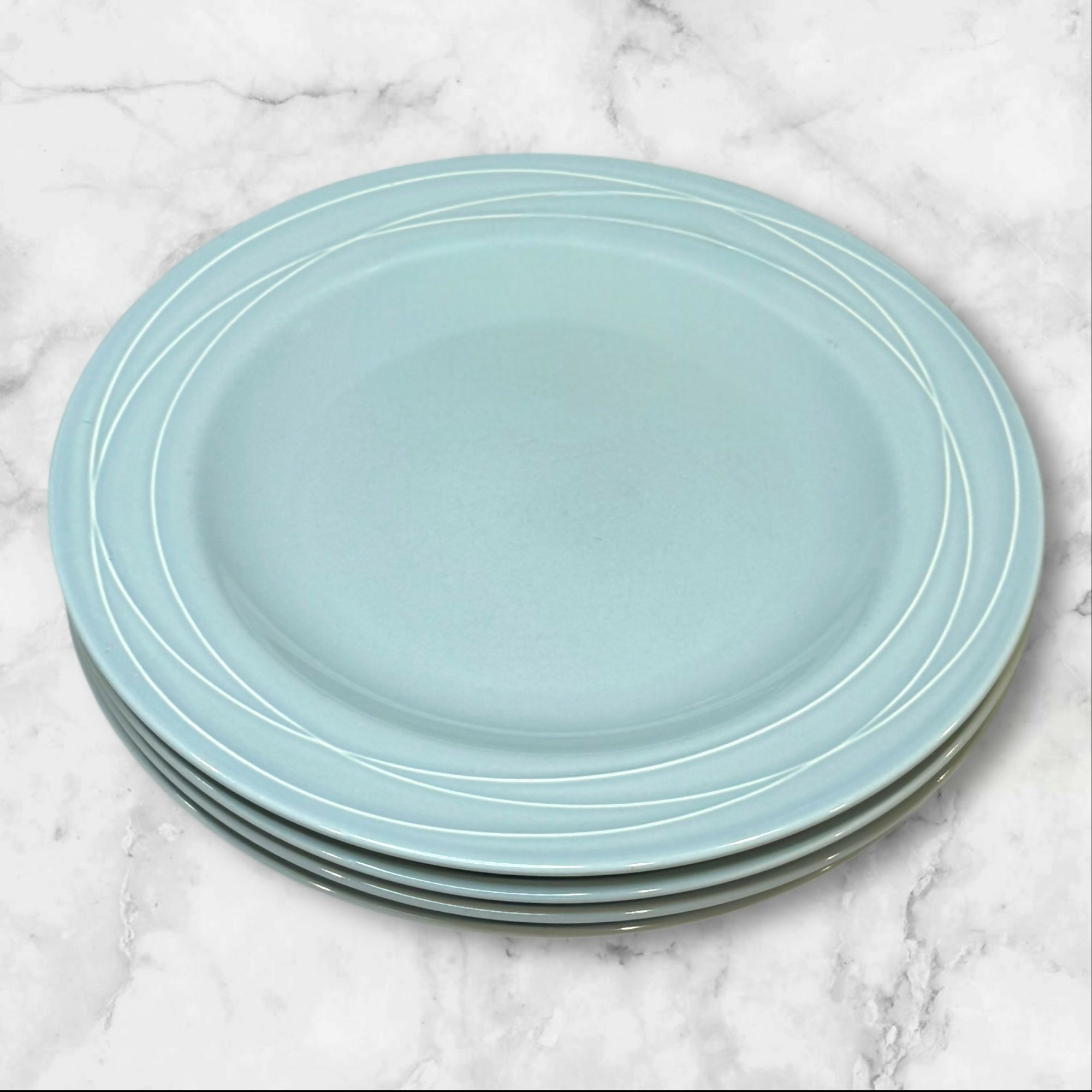 Pottery Barn Spiral Light Blue Dinner Plates | Set of 4 | Excellent Condition X