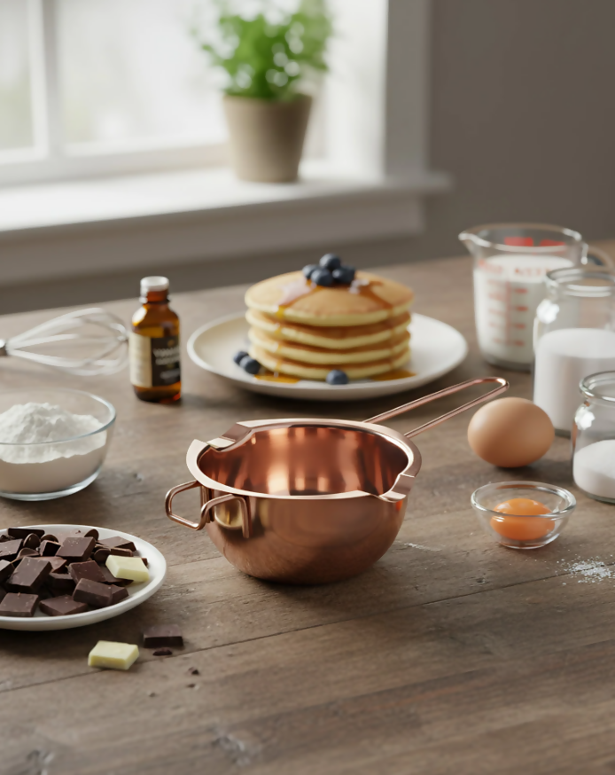 Anygleam Melting Pot 2Pcs Rose gold Chocolate Melt Cookware Kitchen Heating Container Milk Bowl Baking Tool Kitchenware