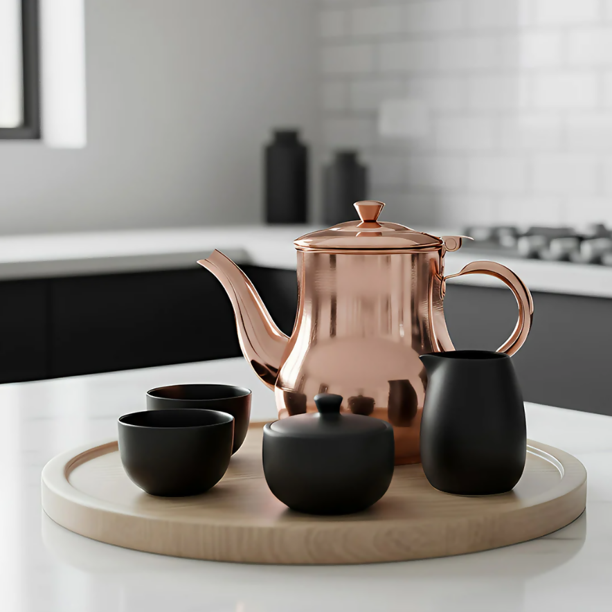 Anygleam Rose Gold Stainless Steel Teapot with Filter – Multi-Purpose Kettle for Coffee, Tea, Oil & Seasonings