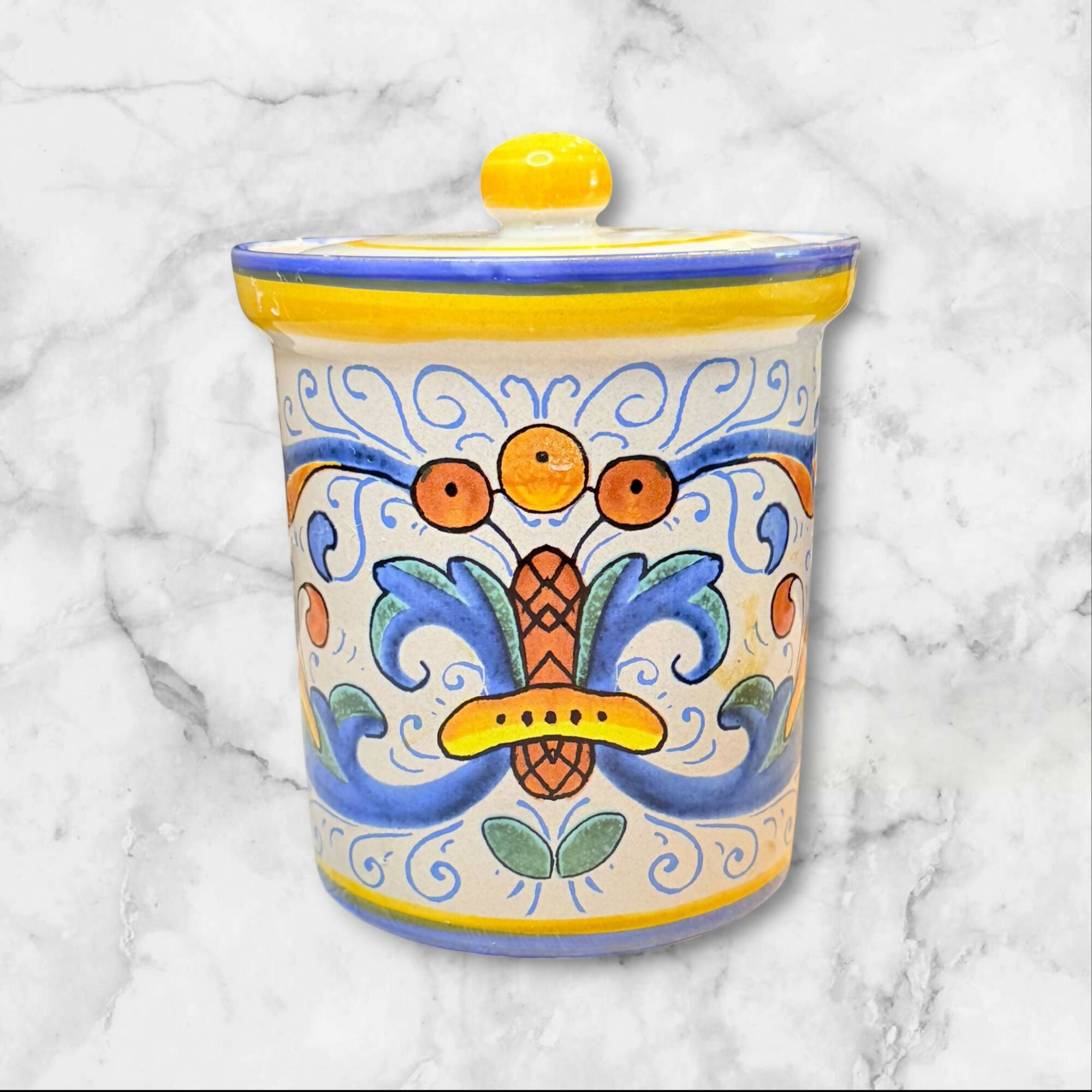 Ricco Deruta Hand Painted Italian Canister Jar | Excellent Condition