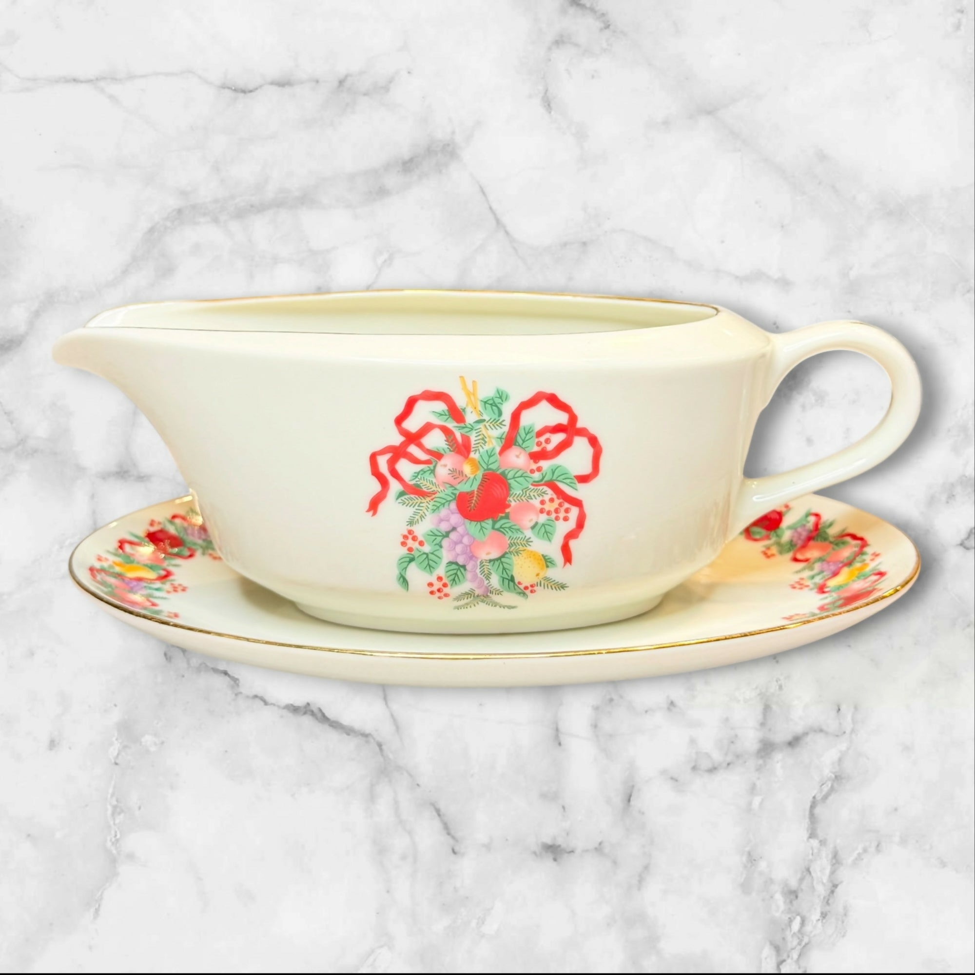 JCPenney Cranberry Hill Gravy Boat & Underplate | Great Condition