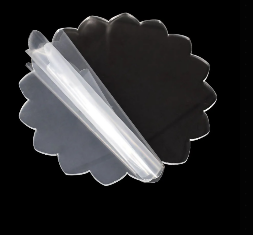 Anygleam Acrylic Cake Disc 2PC Clear Dhalia Flower Scalloped Plexiglass Board Baking Pastry Tools