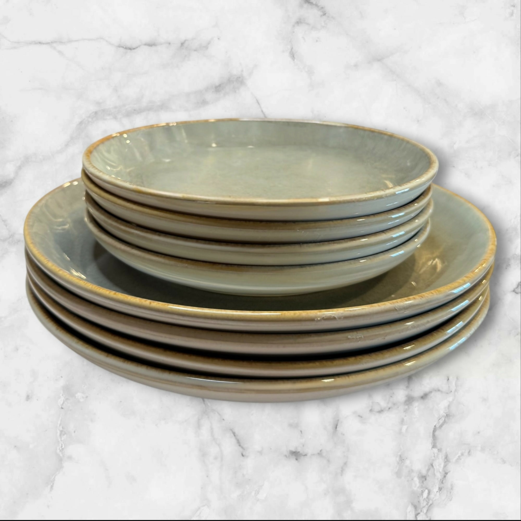 Sango Resona Moss Green Dinner & Salad Plates | Set of 8 | Excellent
