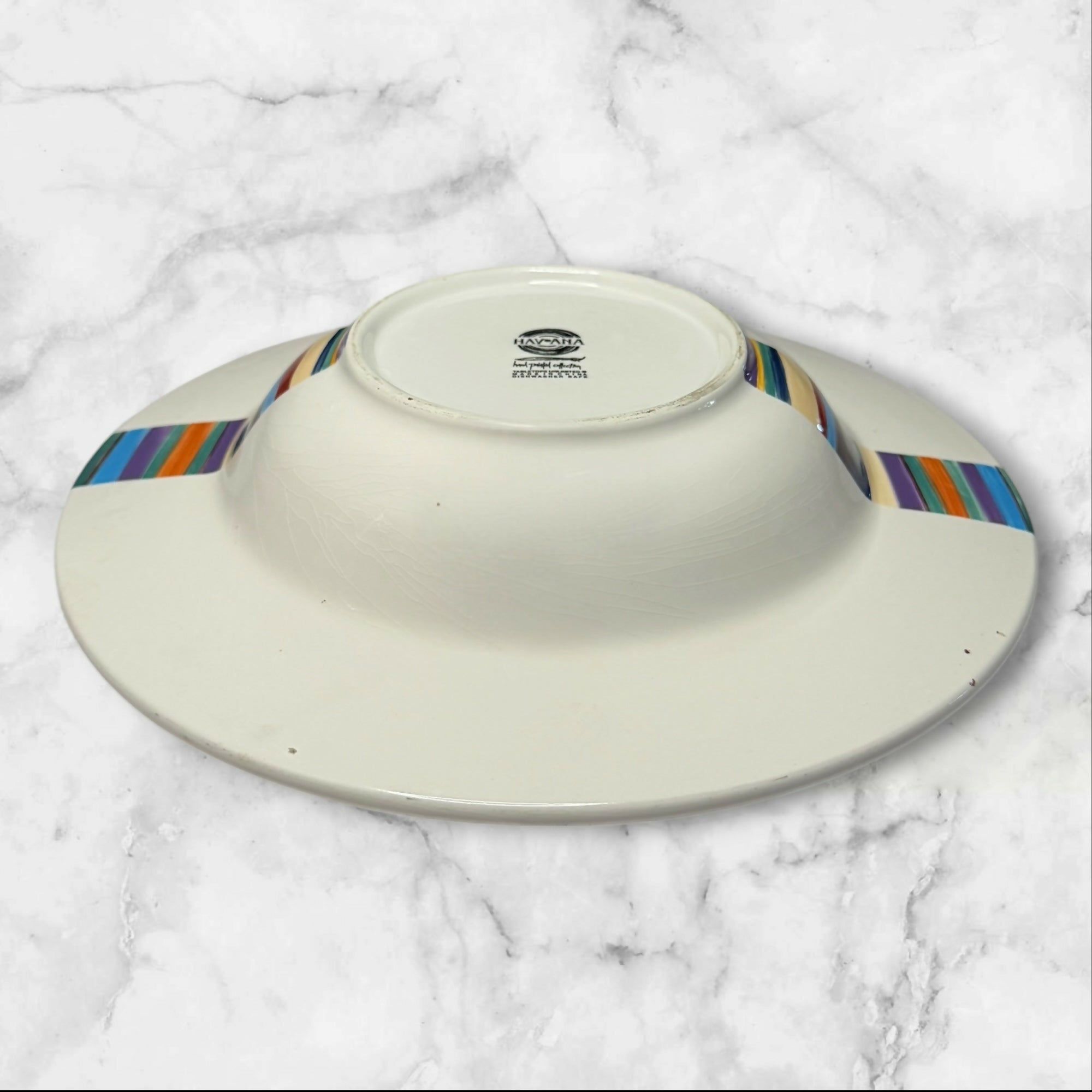 Tabletops Unlimited Havana Rim Soup Bowls Set of 4 | Colorful Stripe | Great Condition