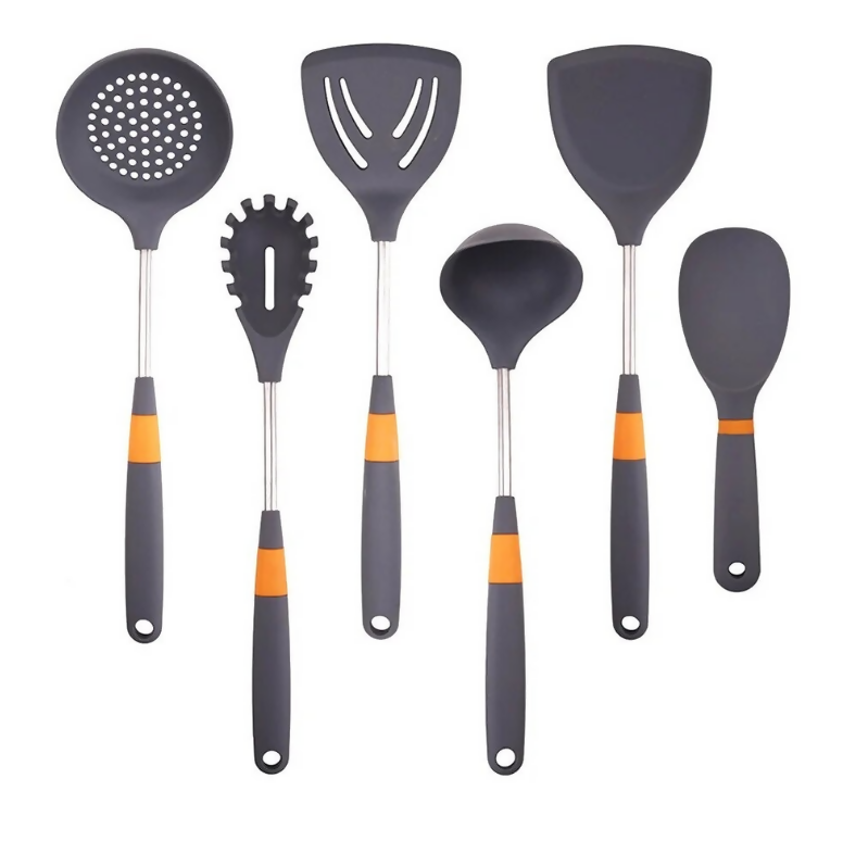Anygleam Cooking Utensil 5 Set Grey Heat Resistant Tools Spatula Kit 1 Rice Spatula Kitchen Accessories Kitchenware Paddle Scoop for Nonstick Cookware