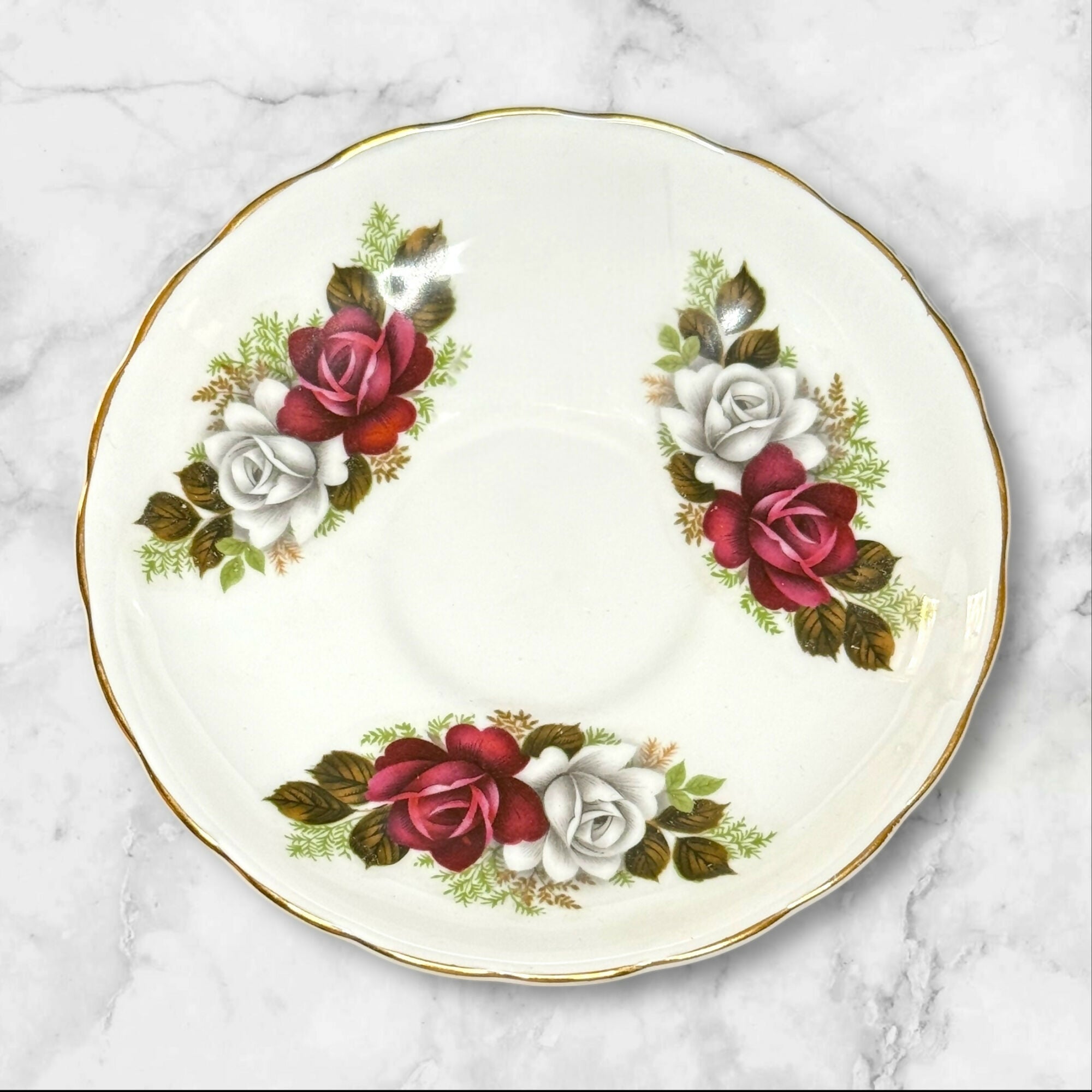 Regency English Bone China Teacup & Saucer | Floral Rose Pattern | England