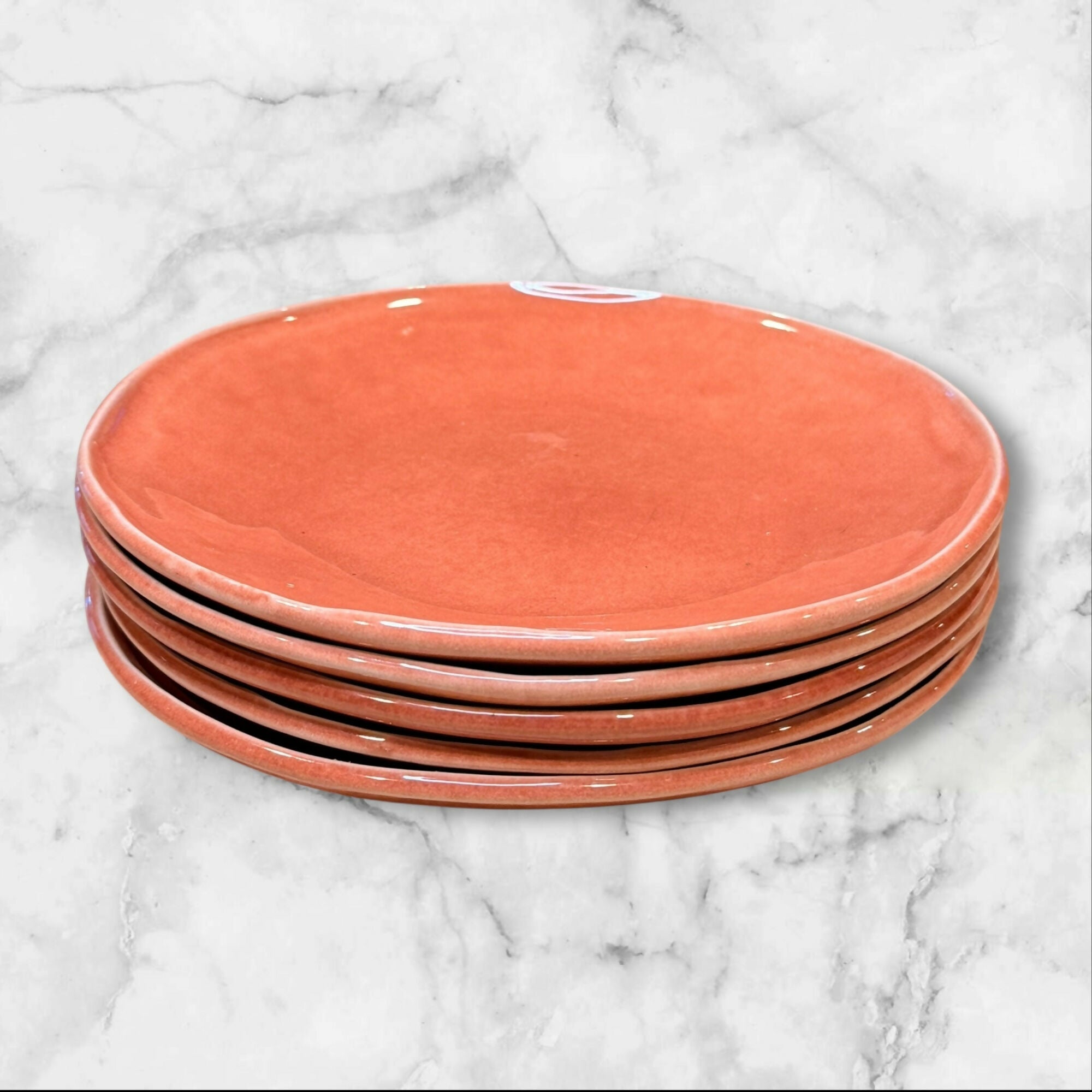 Pier 1 Terracotta Orange Stoneware Salad Plates | Set of 5 | Good Condition