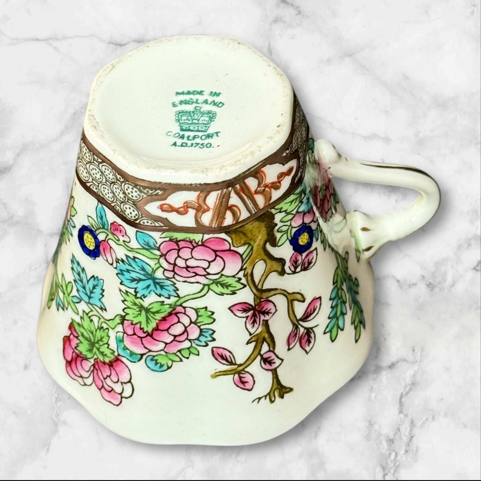 Coalport Indian Tree Teacup & Saucer | Original Engraving 1801 | England