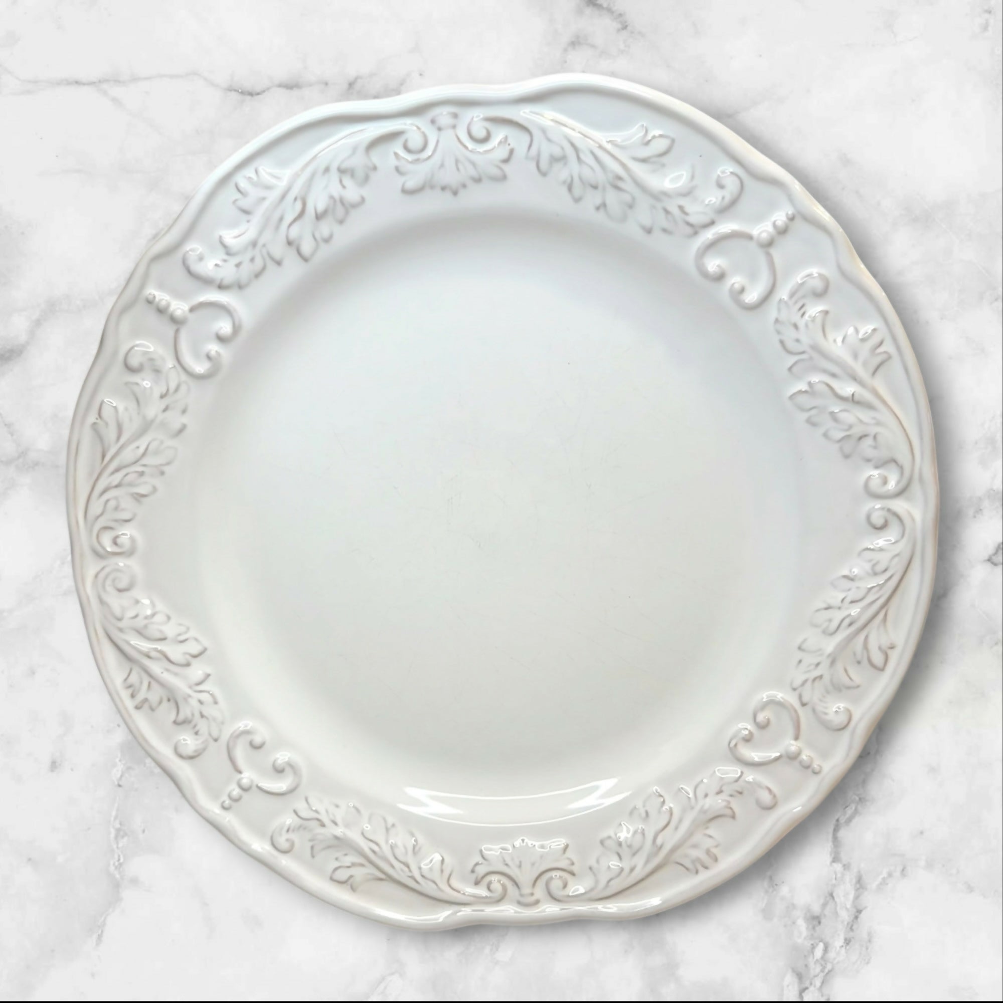 World Market White Provencal Dinner Plates | Gently Used Set of 5