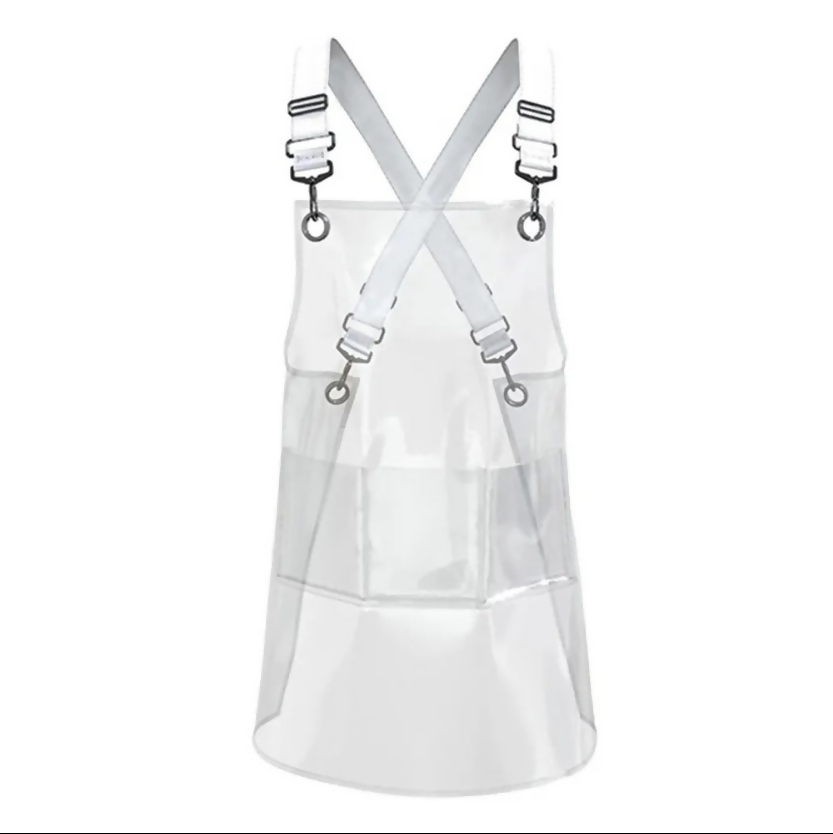 Anypron White Ribbon Waterproof TPU Apron Oilproof for Barber Salon