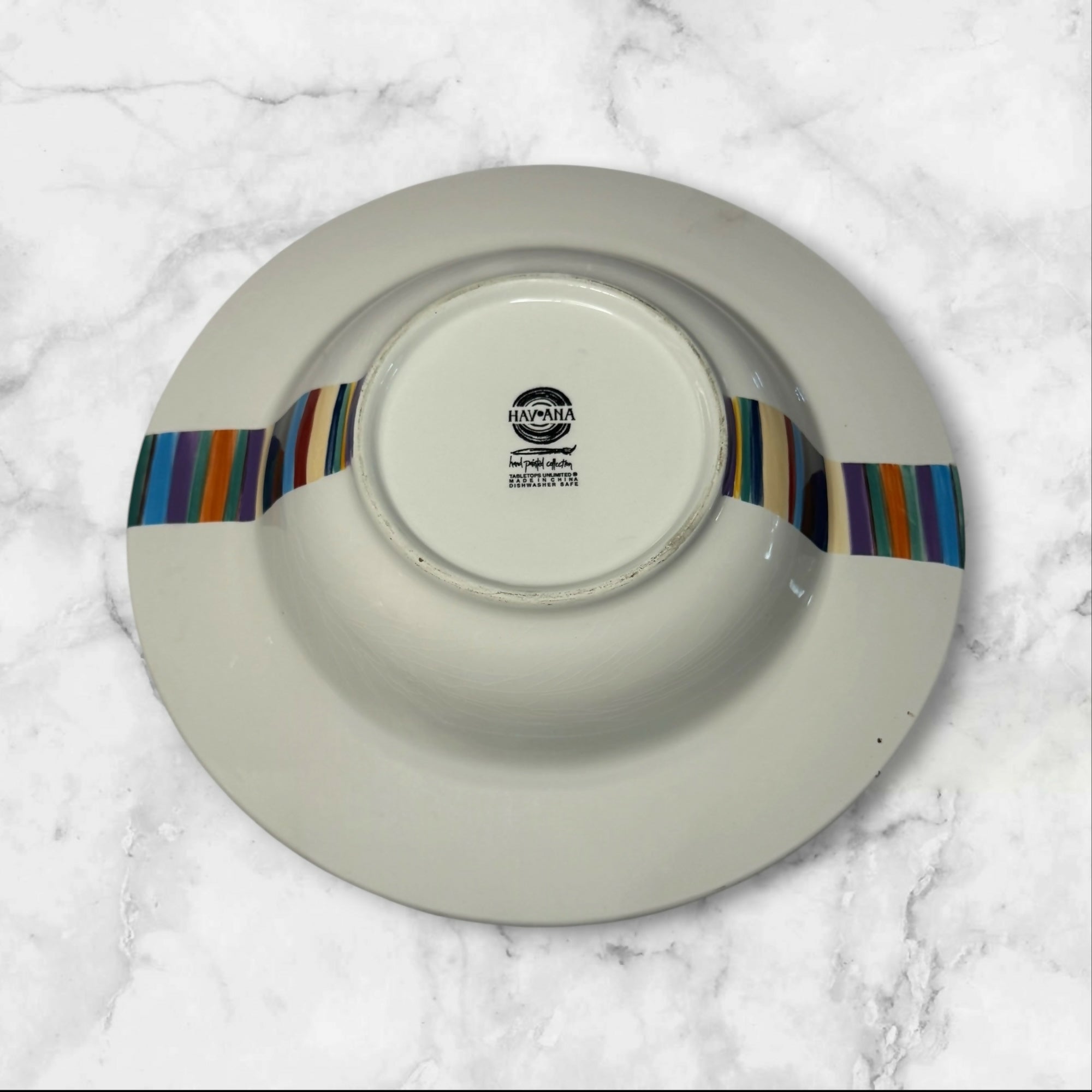 Tabletops Unlimited Havana Rim Soup Bowls Set of 4 | Colorful Stripe | Great Condition