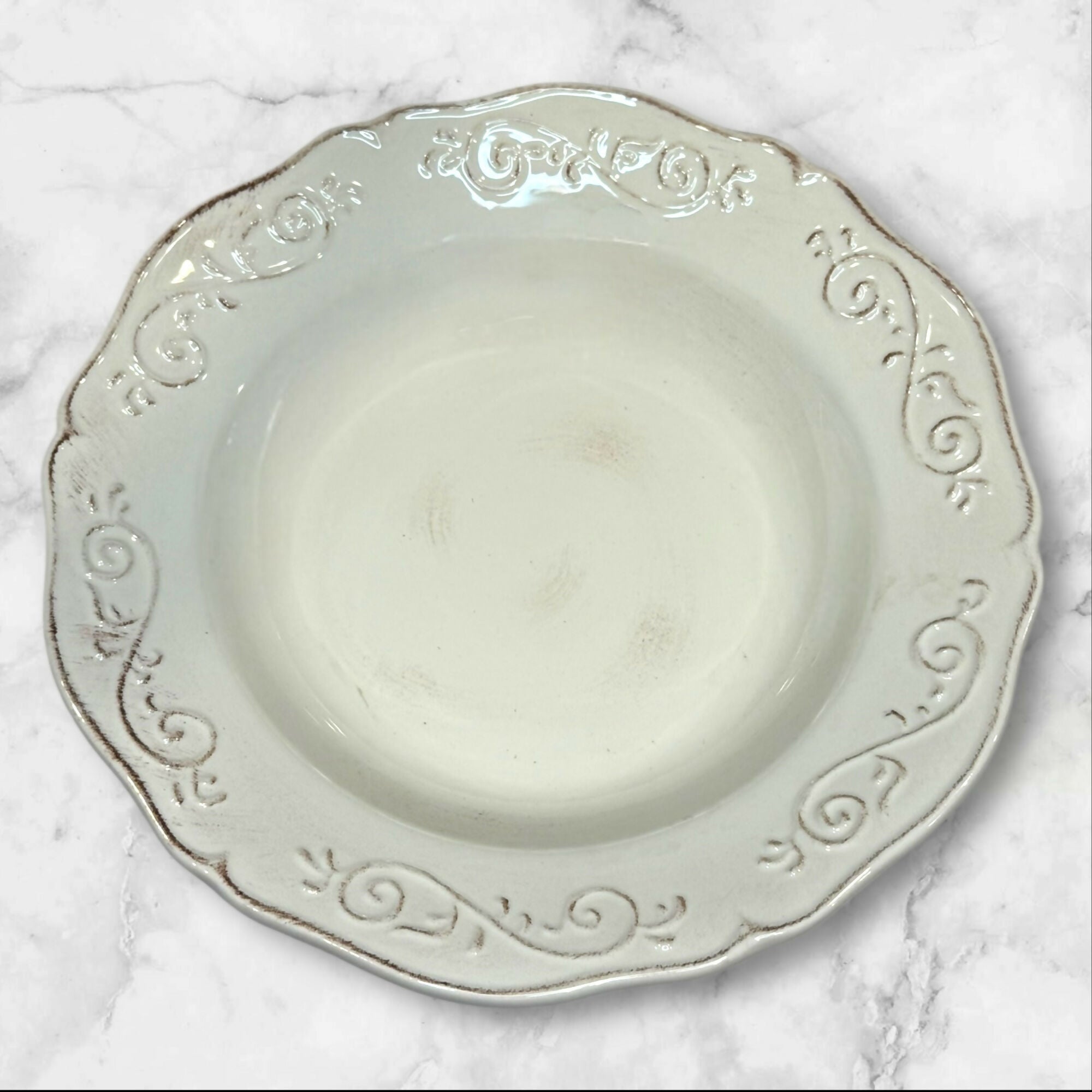 Artimino Baroque Beige Dinner, Salad & Soup Bowls | Set of 12 | Excellent Condition