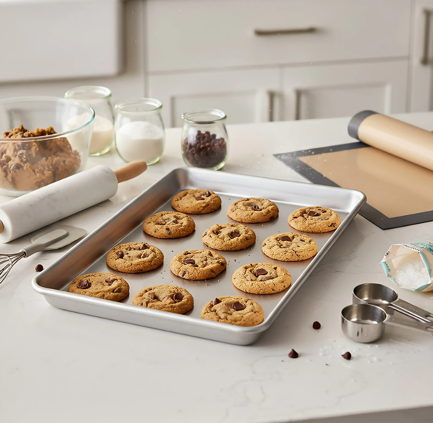 Anygleam 53x38cm Baking Pan Tray Aluminum Sheet Rectangular Bakeware Kitchen Oven Food Tools