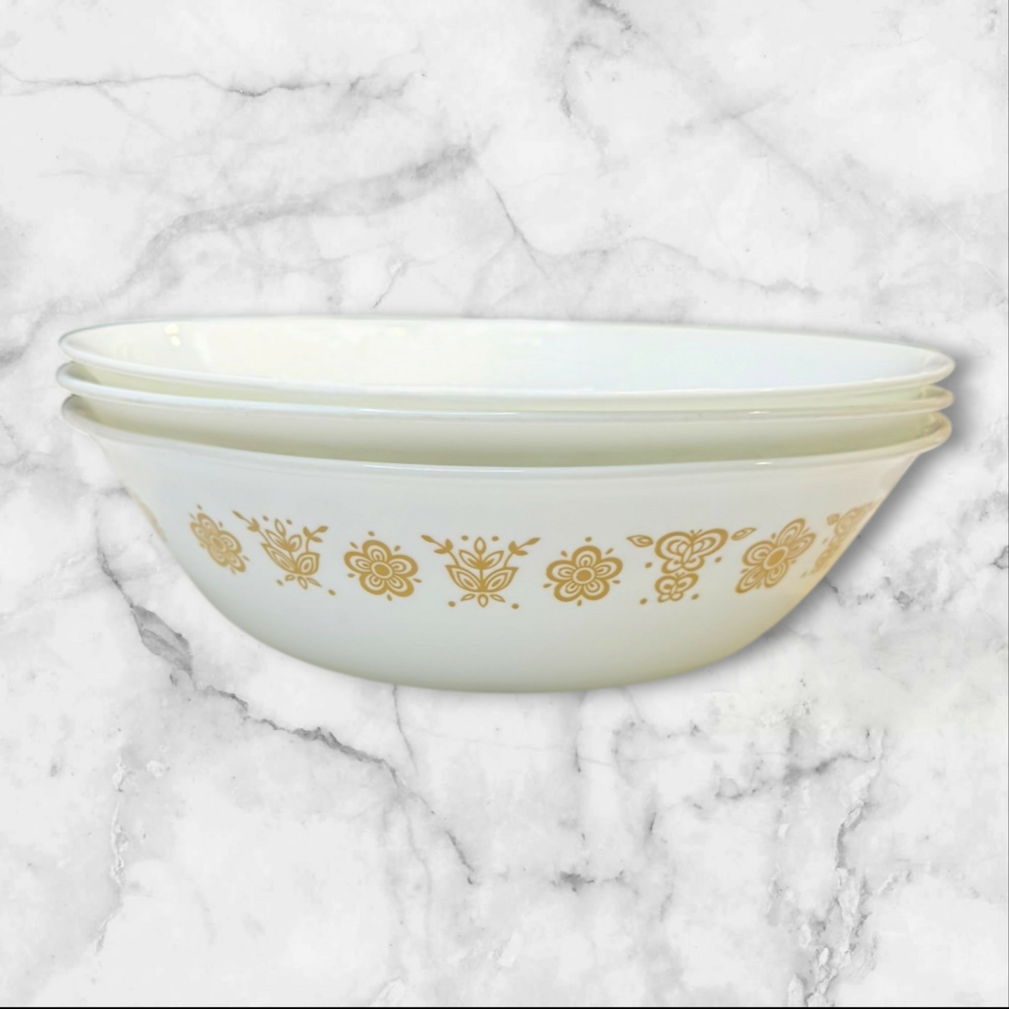 Corelle Butterfly Gold Rim Soup Bowls | Set of 3 | Gently Used Condition