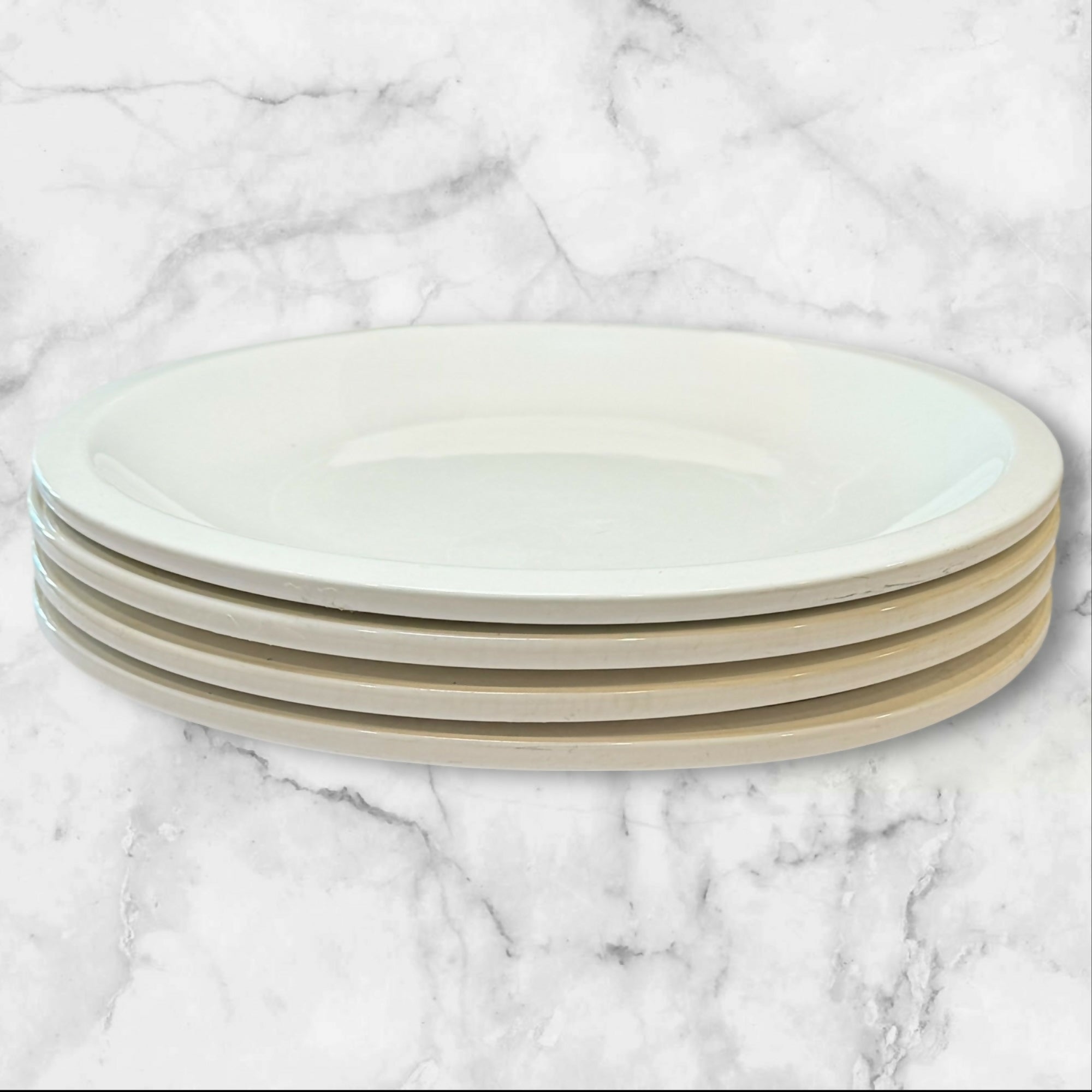 Pottery Barn China Du Jour White Dinner Plates | Set of 4 | Gently Used