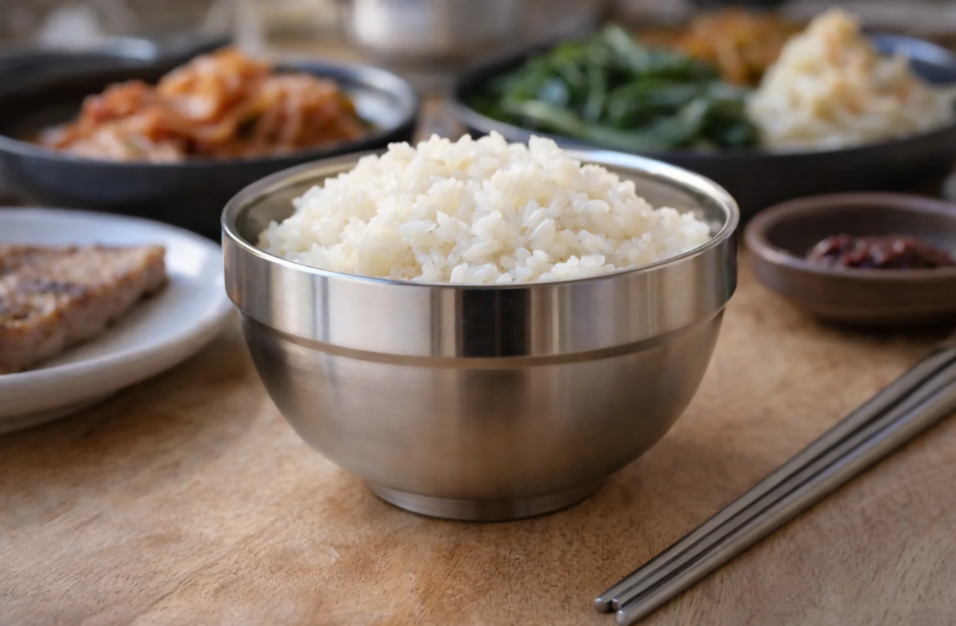 Anygleam Silver Rice Bowls – 5Pcs Small Stainless Steel, Single-Layer Anti-Scalding Cooking Utensils