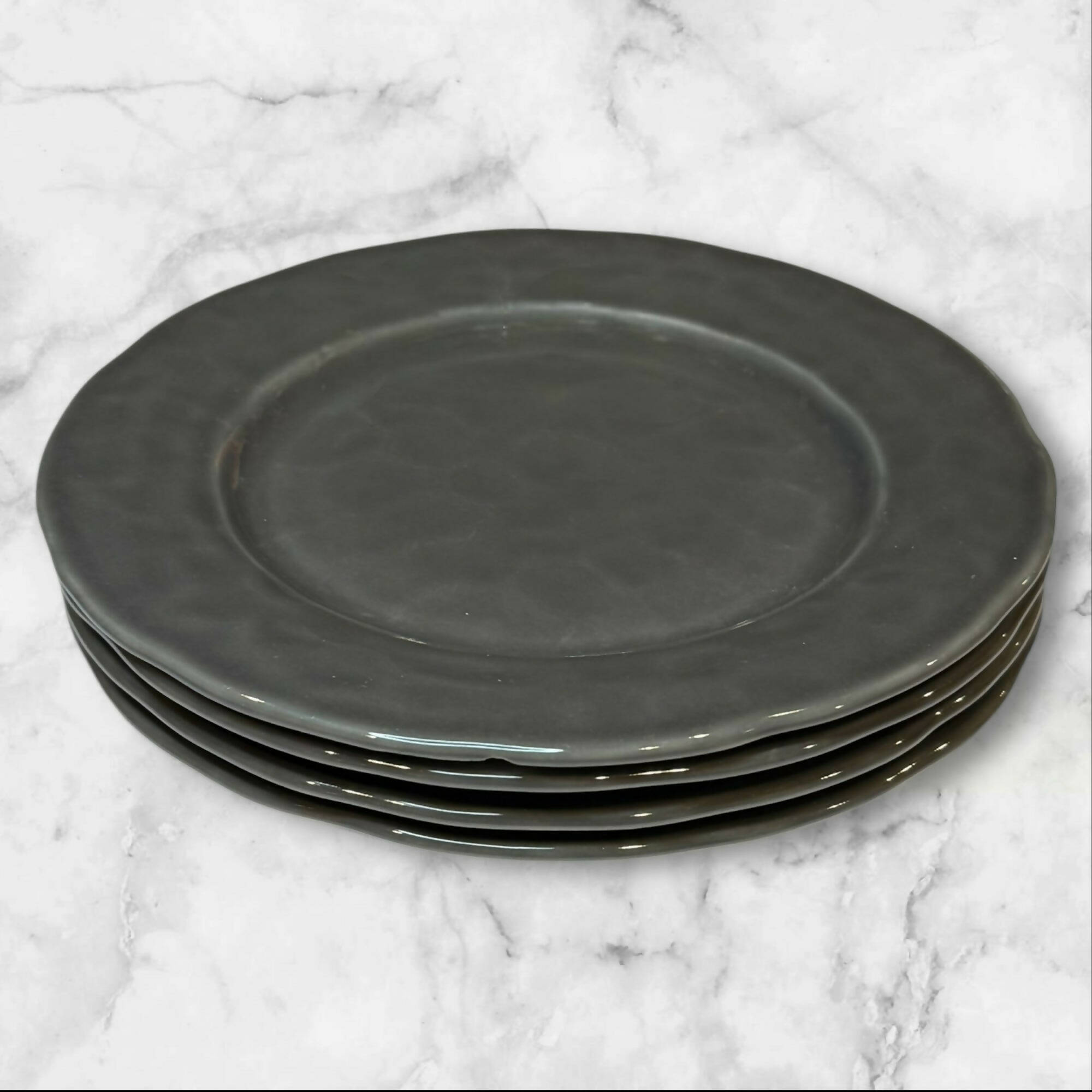 Crate & Barrel Hayes Gray Dinner Plates Stoneware | Set of 4 | Great Condition