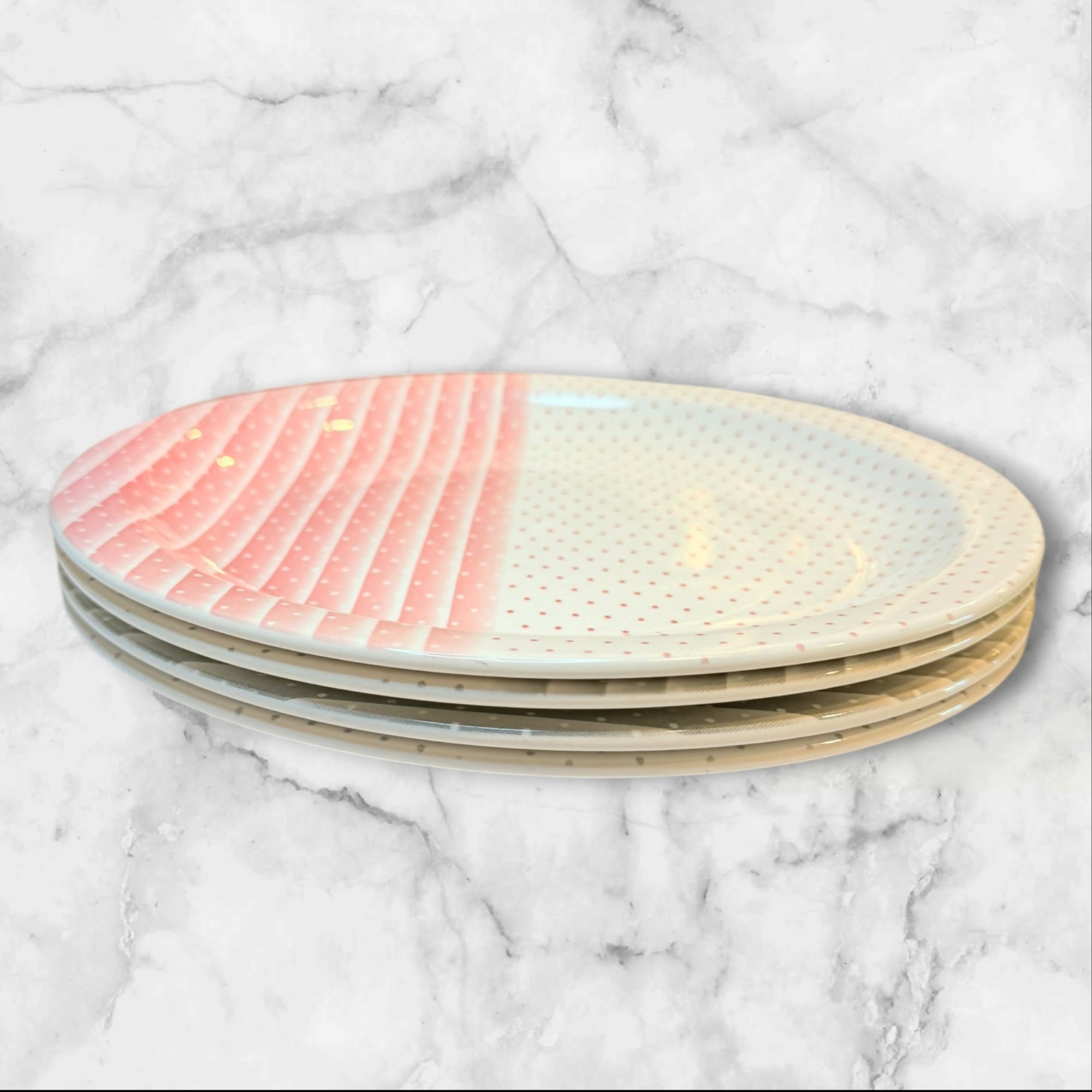 Churchill Pink & Grey Shades Dinner Plates Set of 4 | England | Excellent