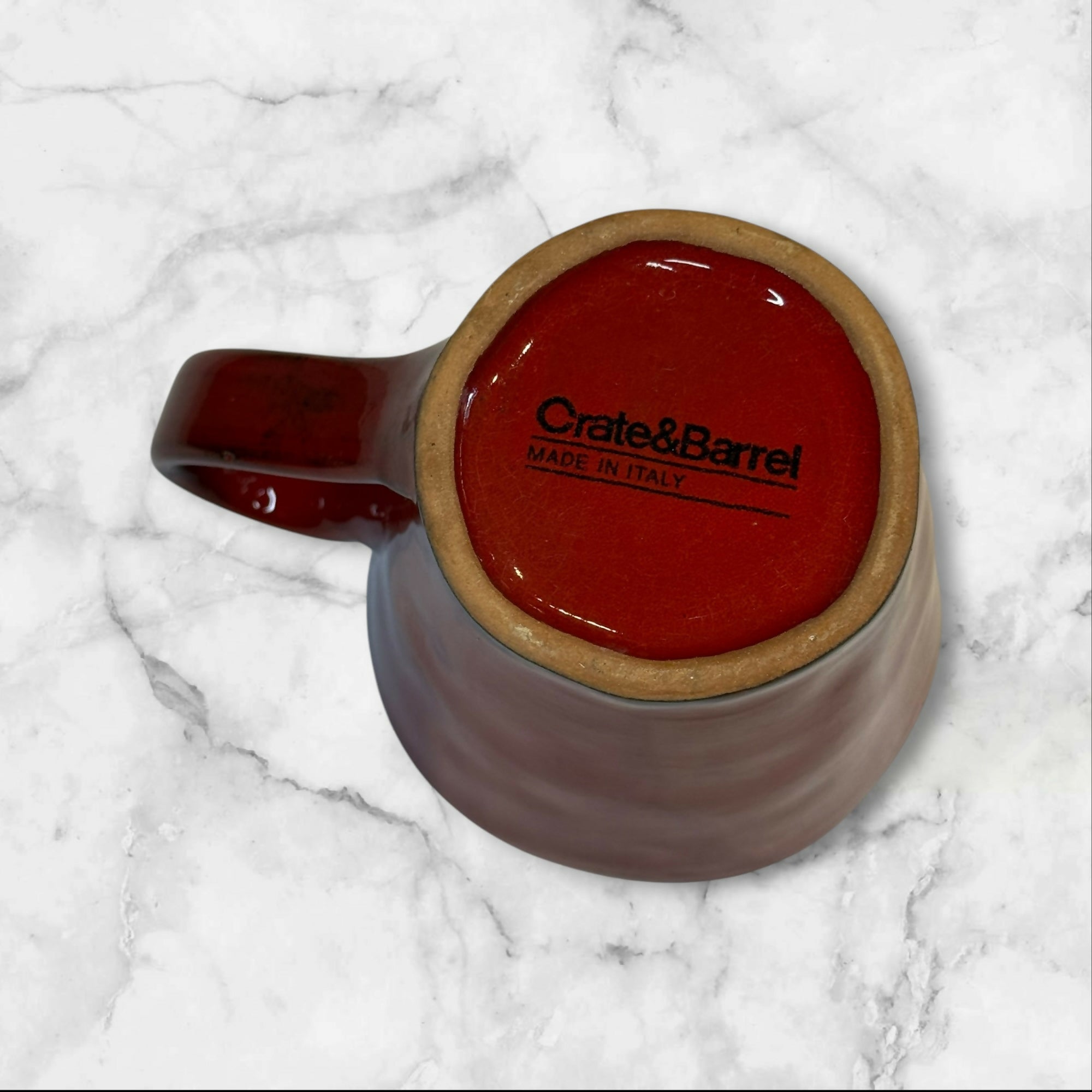 Crate & Barrel Camden Rustic Red Freeform Mugs | Set of 4 | Excellent Condition