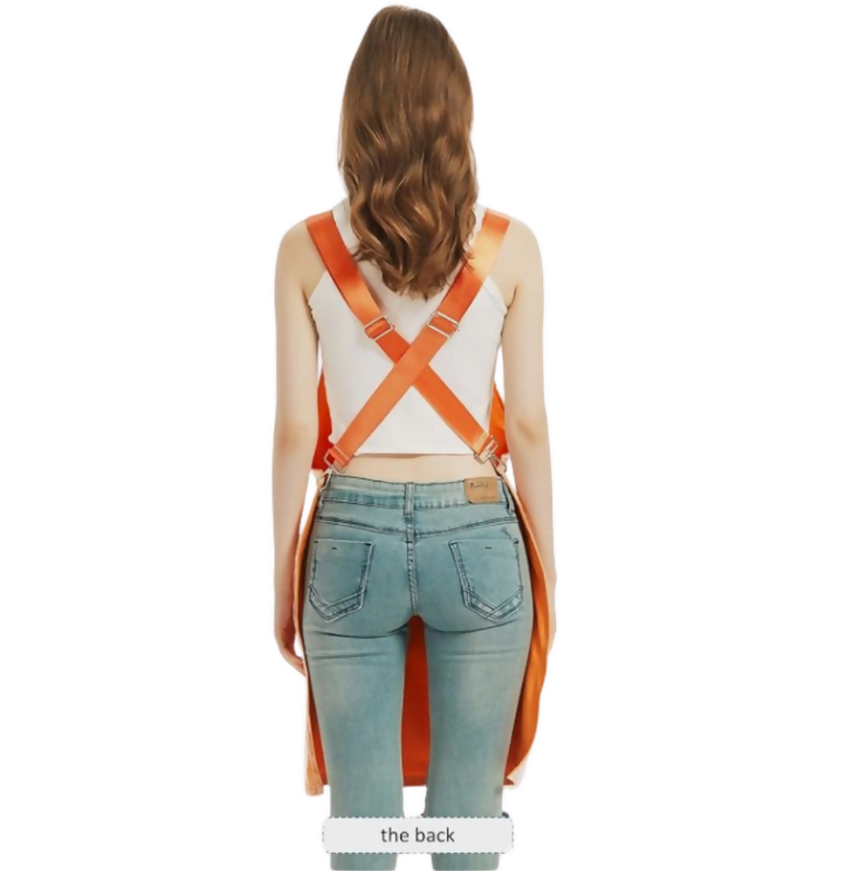 Anypron Waterproof Orange Canvas Apron for Barber Artist Work Clothes