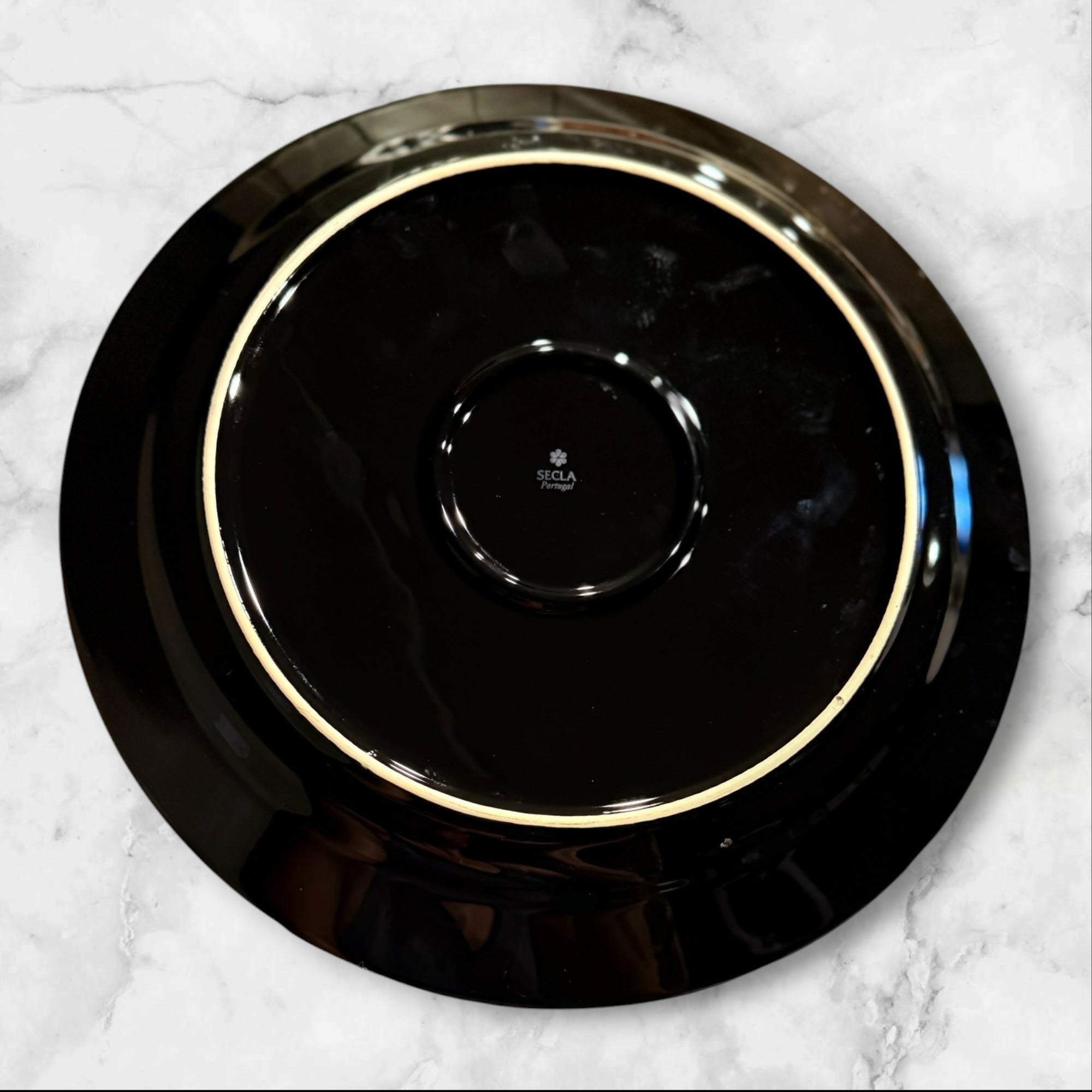 Secla Portugal Black Dinner Plates | Set of 4 | Good Used Condition