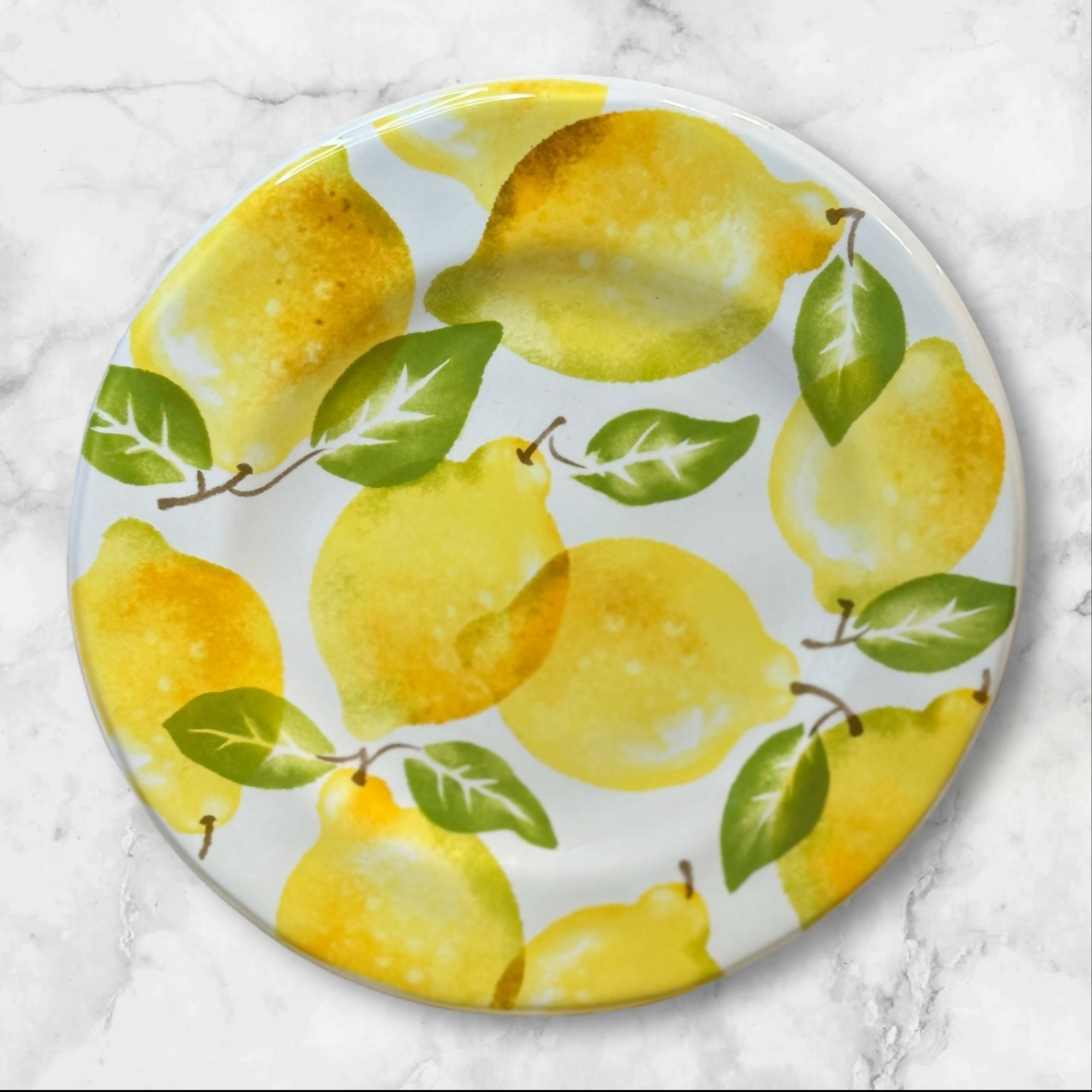 Pier 1 Lemon Salad Plates Set of 4 | 8.5” Citrus Fruit Dinnerware
