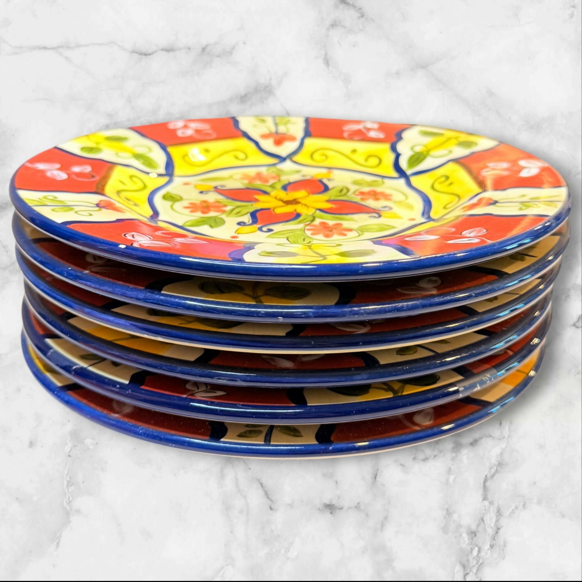 Pier 1 Vallarta Salad Plates Set of 6 | Gently Used | Colorful Dinnerware