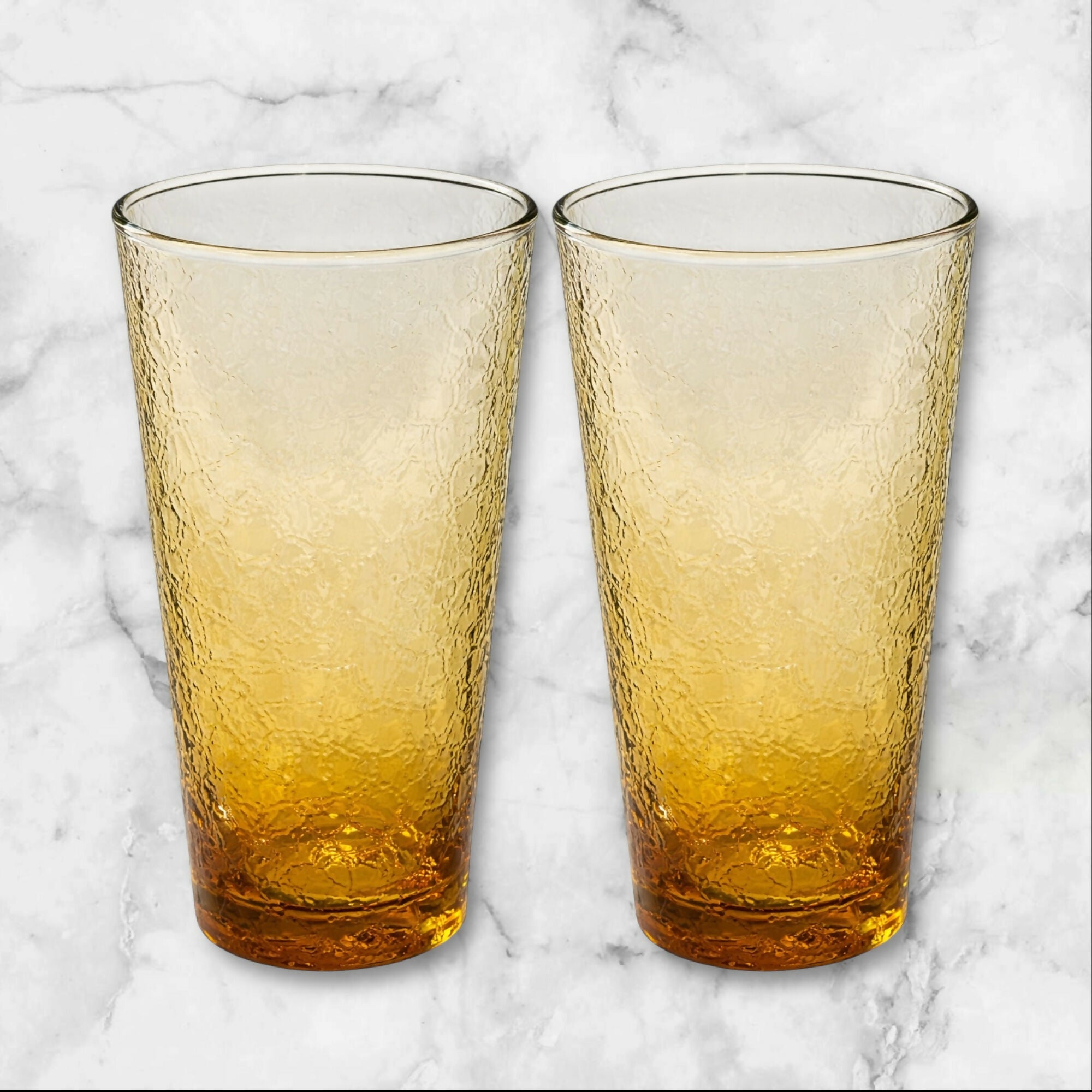 Amber Ombre Textured Highball Glasses Set of 5 | Vintage | Used
